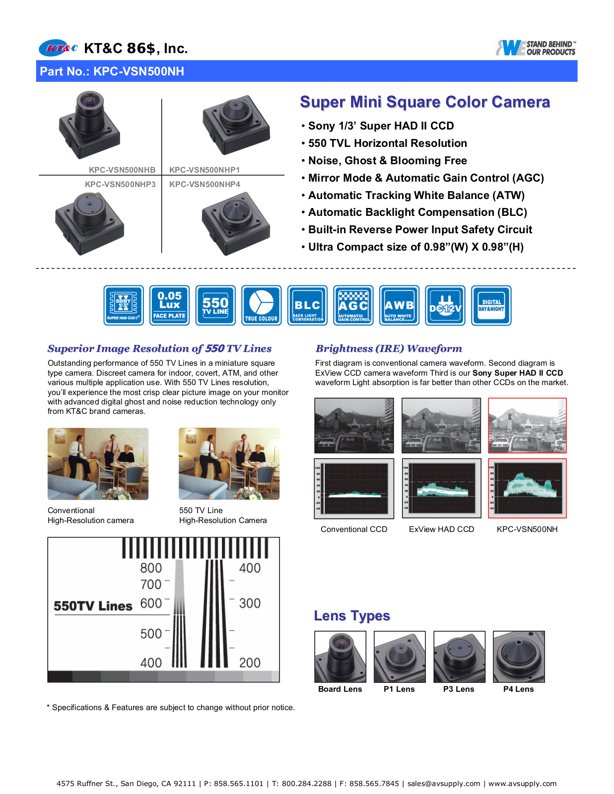 KT&C KPC-VSN500NHP4-3.3, KPC-VSN500NHP1, KPC-VSN500NHB Specsheet