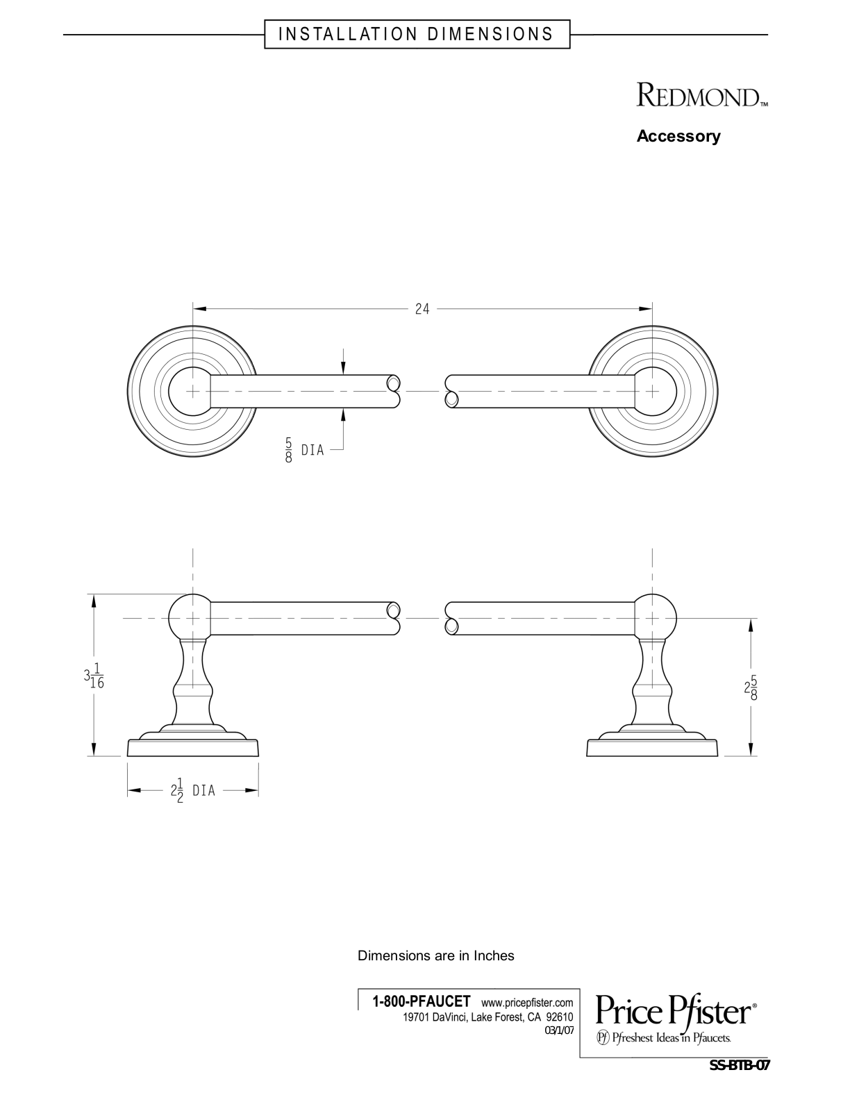 Pfister PPR2462 Dimensions - ManualMachine.com