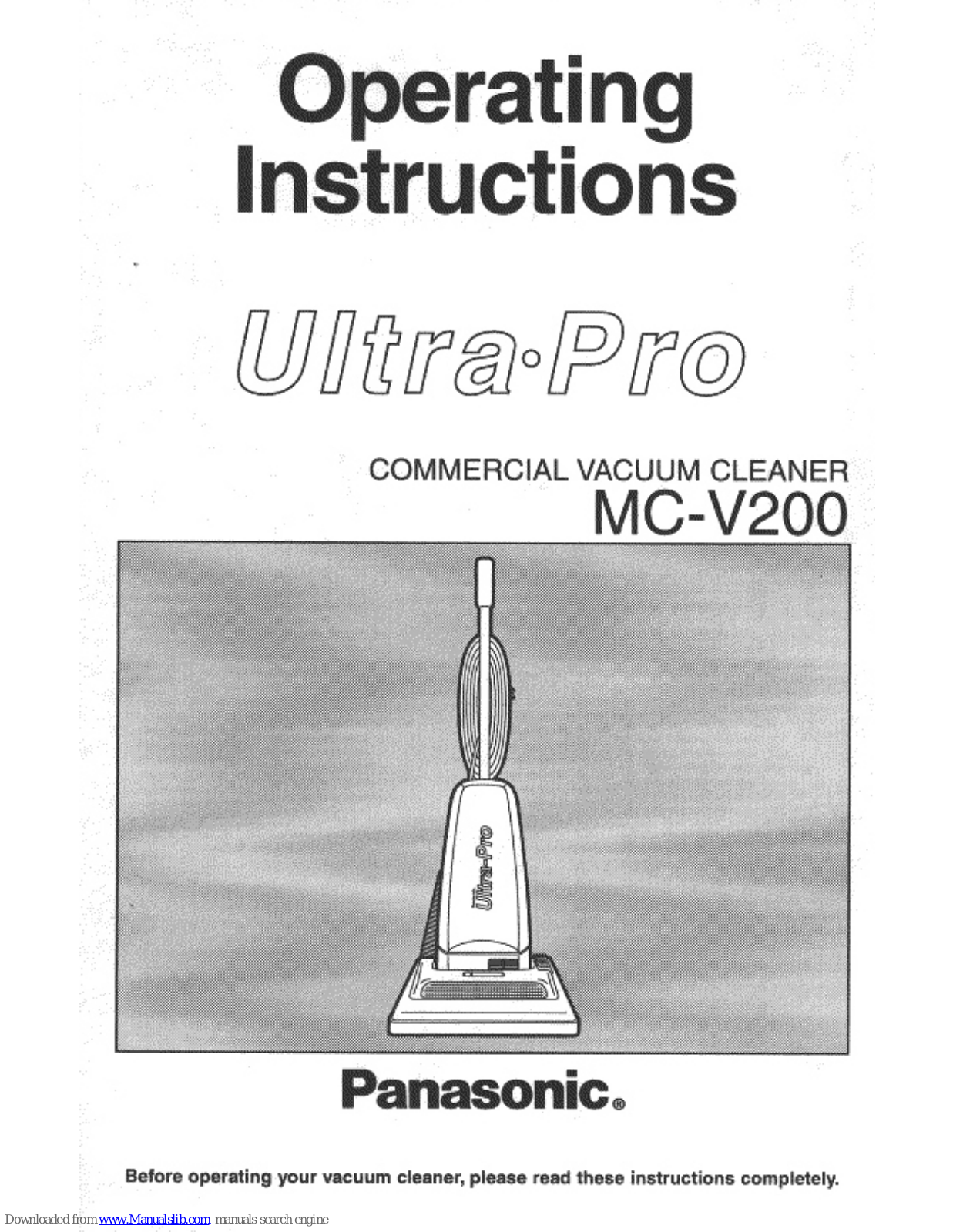 Panasonic Ultra-Pro MC-V200 Operating Instructions Manual