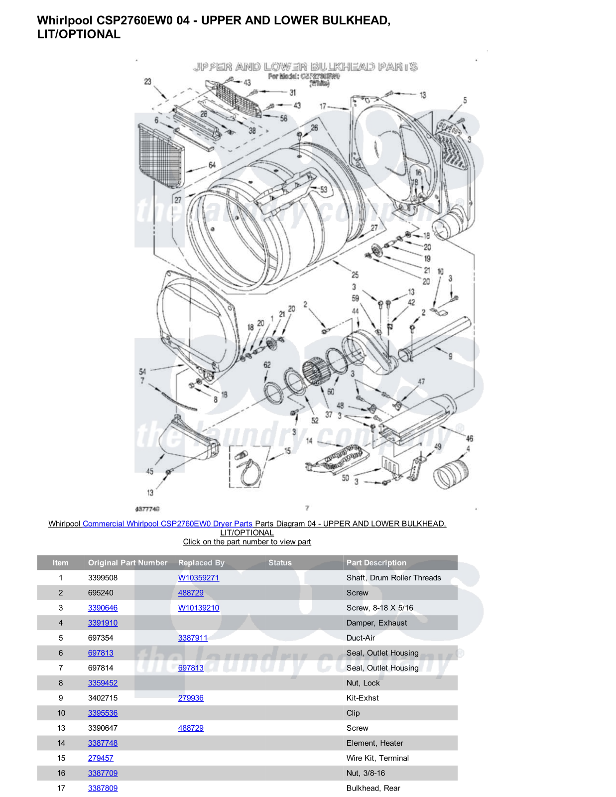 Whirlpool CSP2760EW0 Parts Diagram