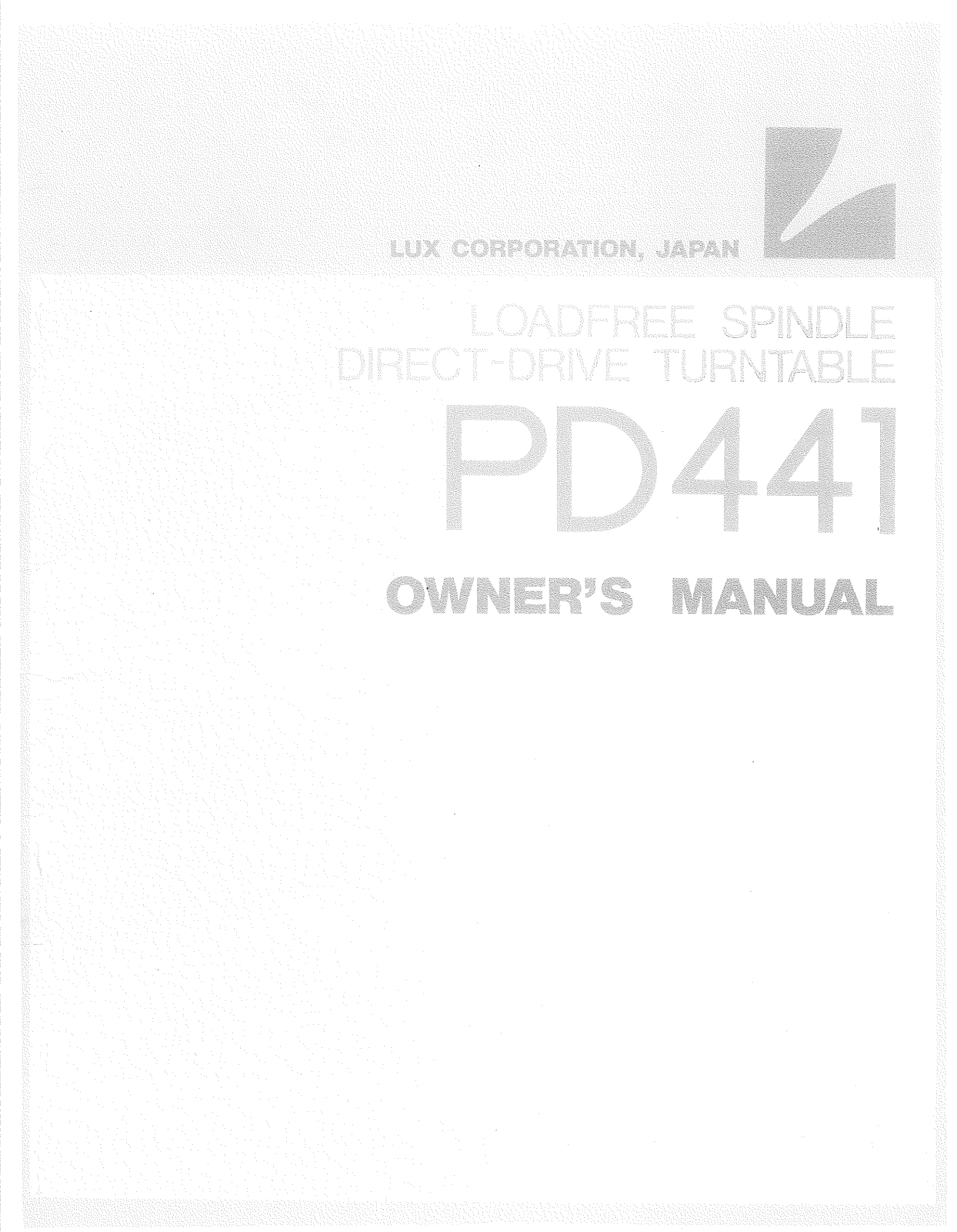 Luxman PD-441 Owners manual