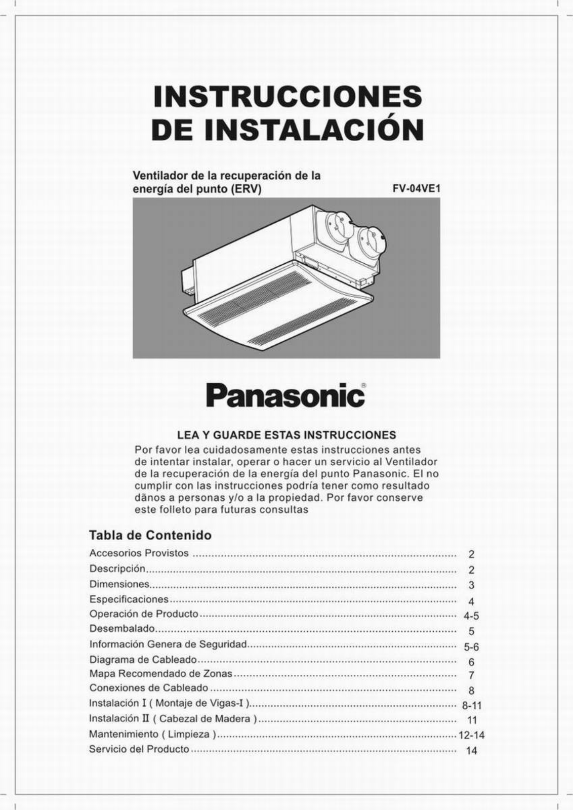 Panasonic fv-04ve1 installation