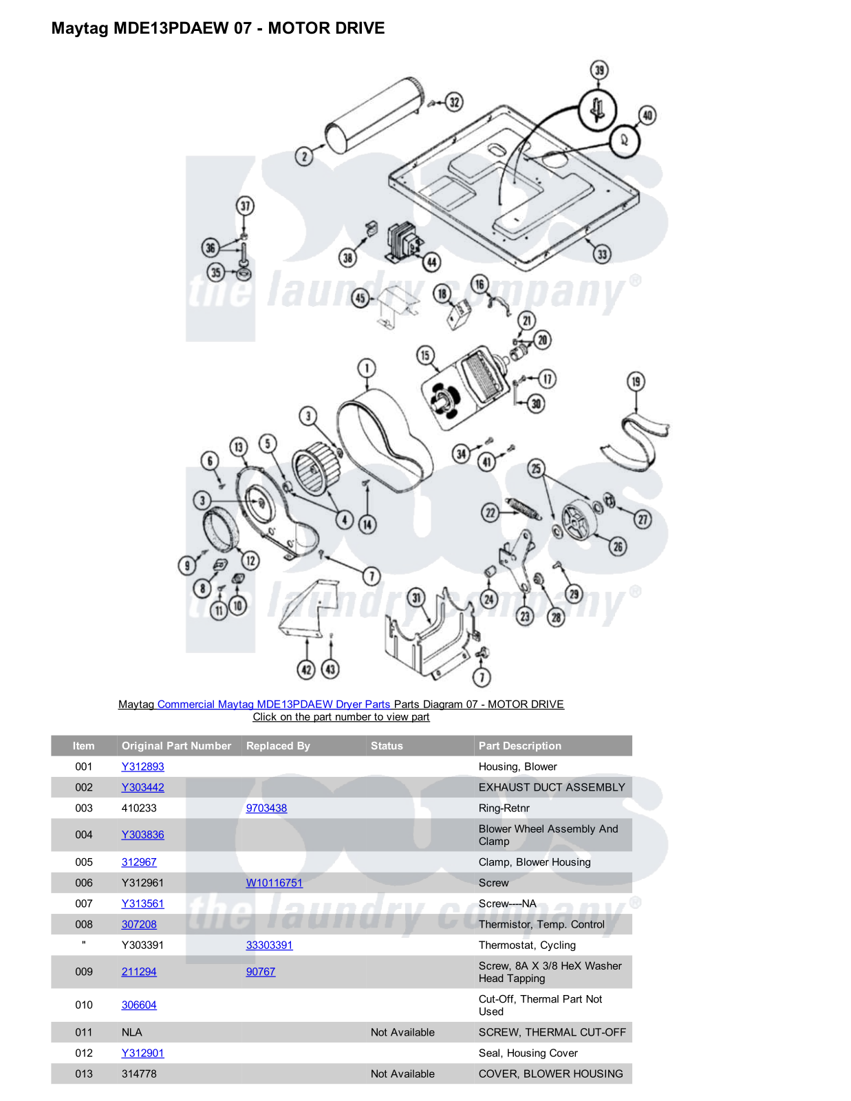 Maytag MDE13PDAEW Parts Diagram