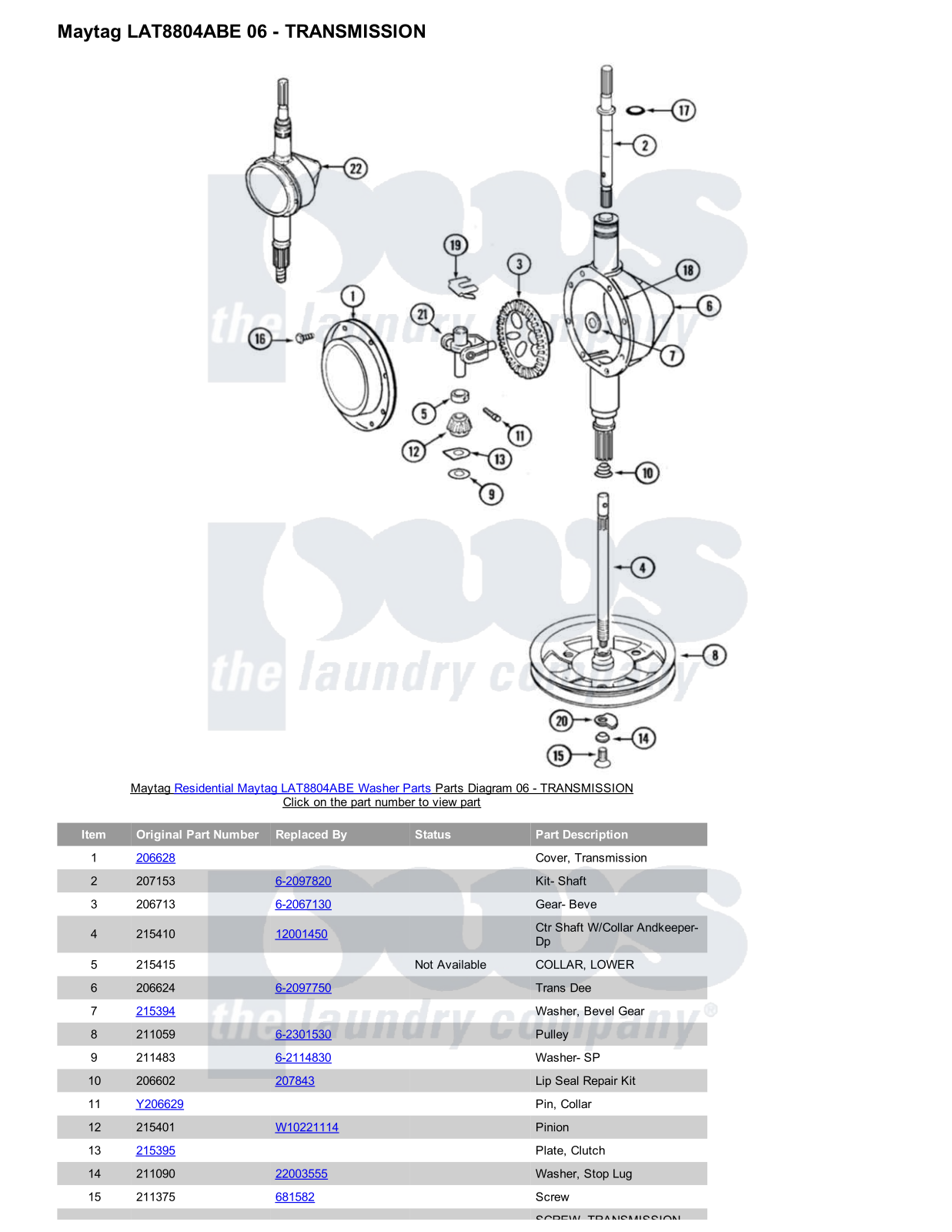 Maytag LAT8804ABE Parts Diagram