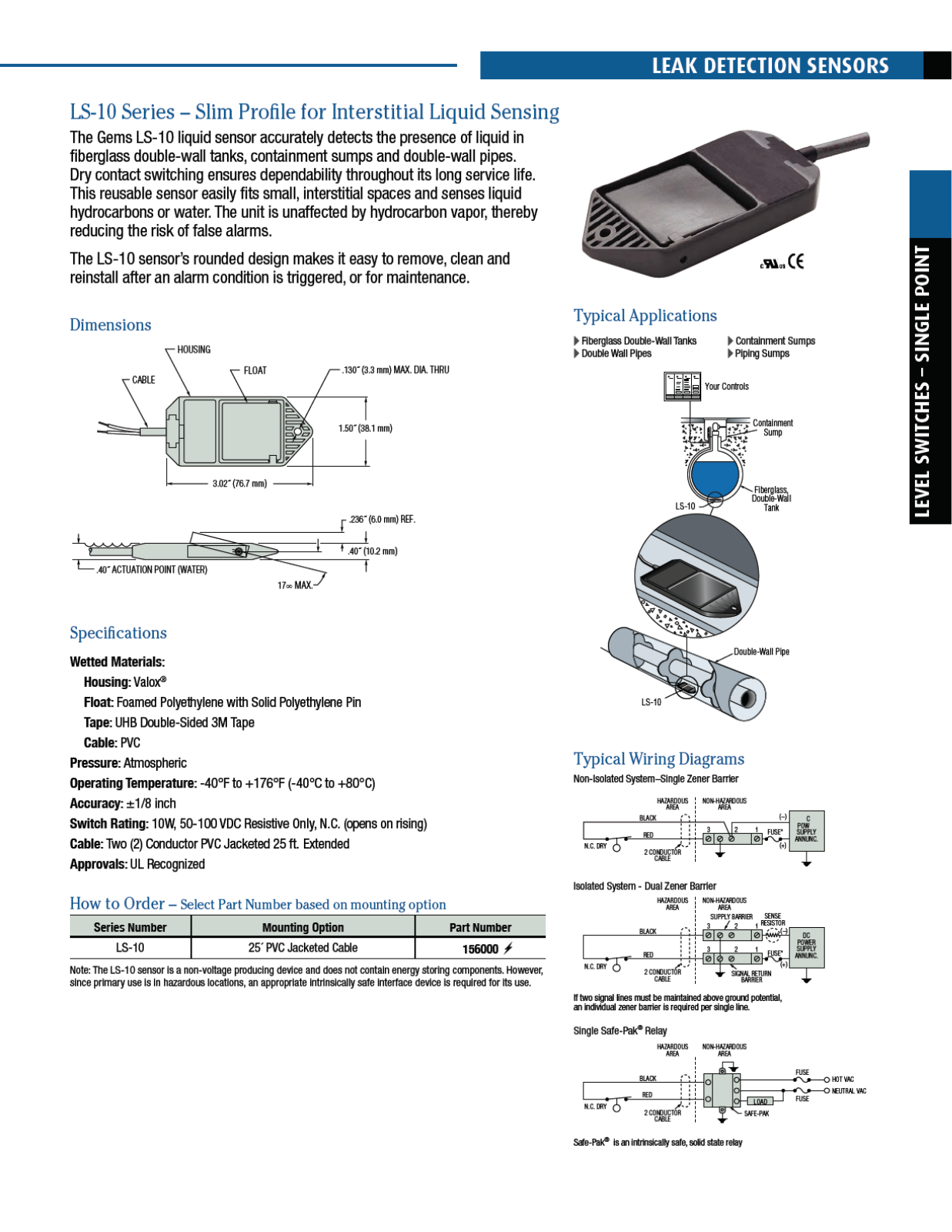 Gems Sensors & Controls LS 10 Series Catalog Page