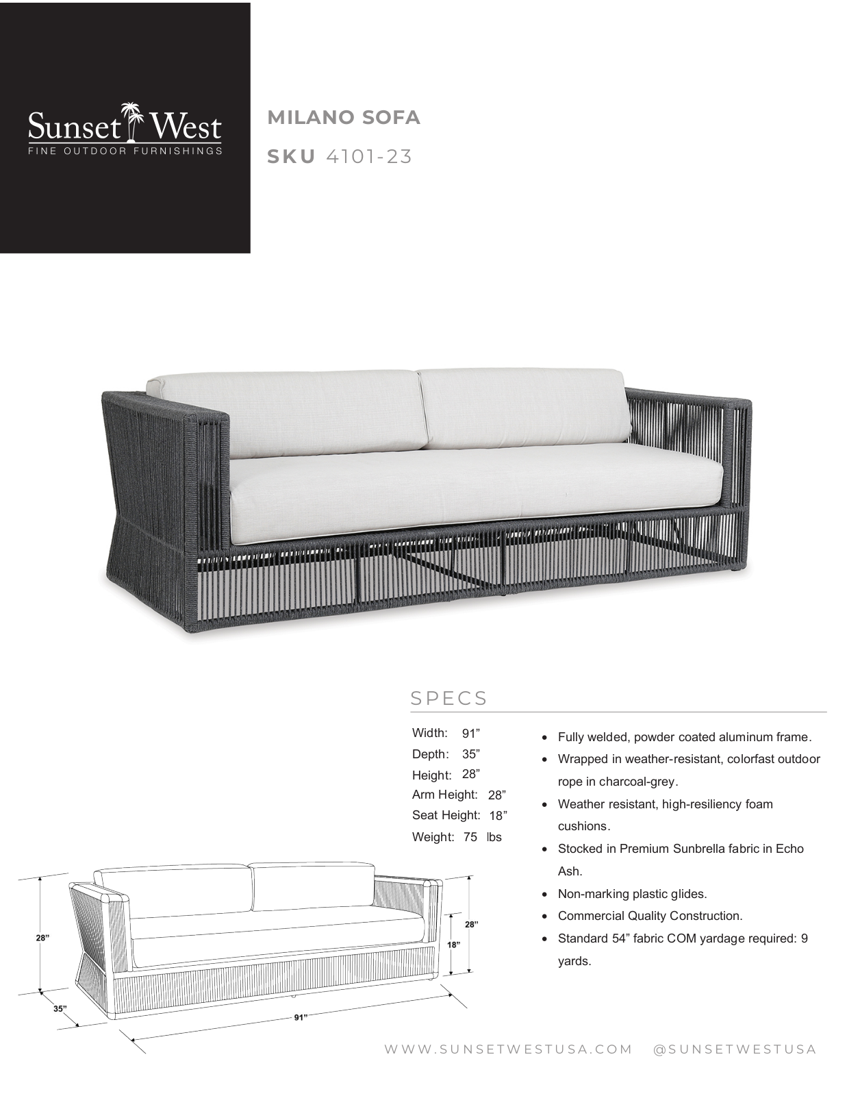 Sunset West XSW1687 Specifications - ManualMachine.com