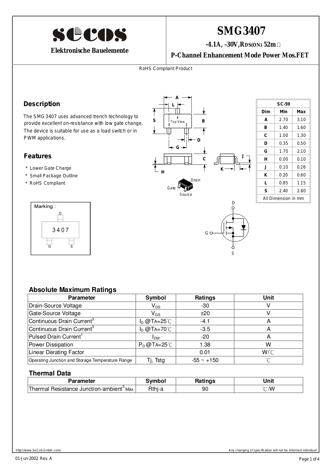 Datasheet smg3407 Datasheet - ManualMachine.com