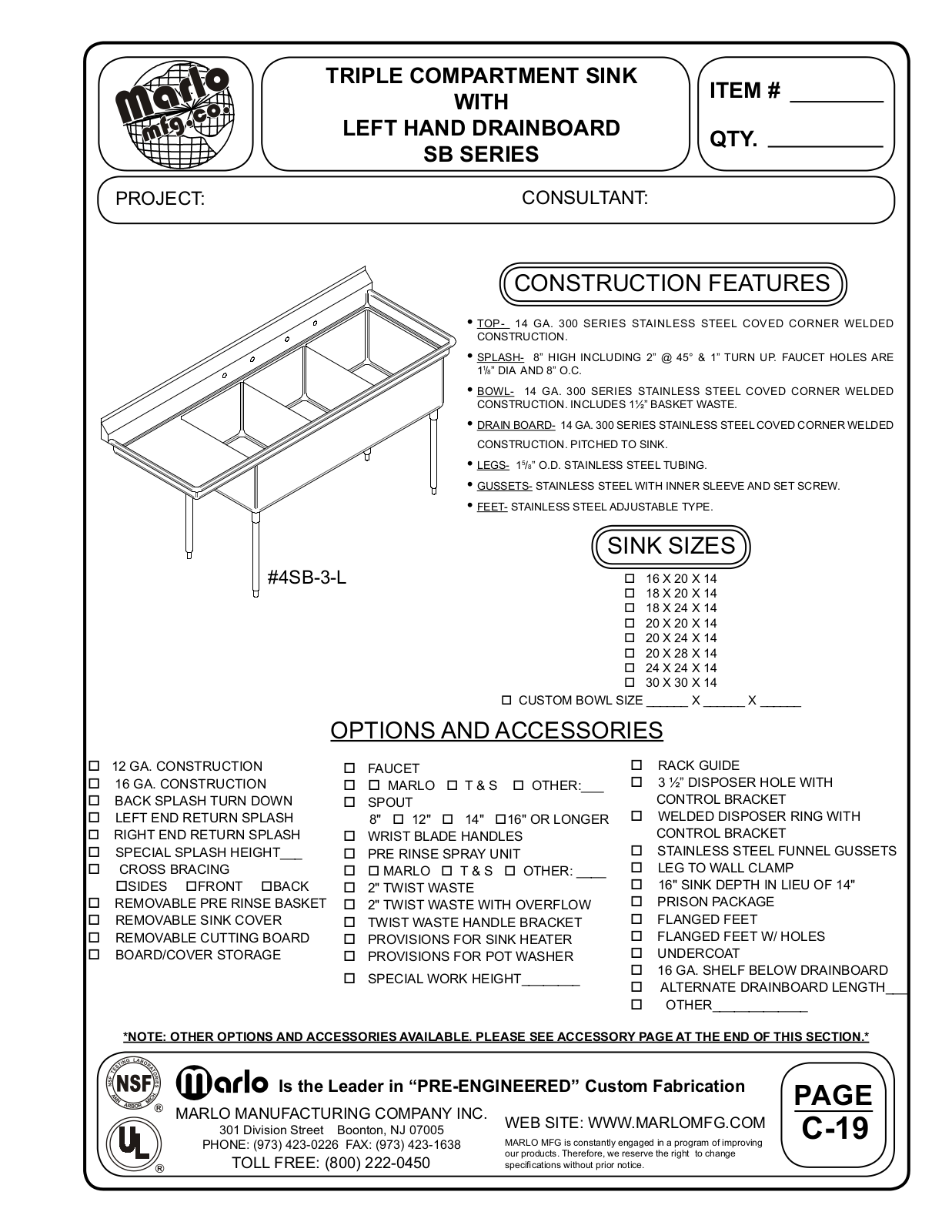 Marlo 4SB-3-1620-18L User Manual