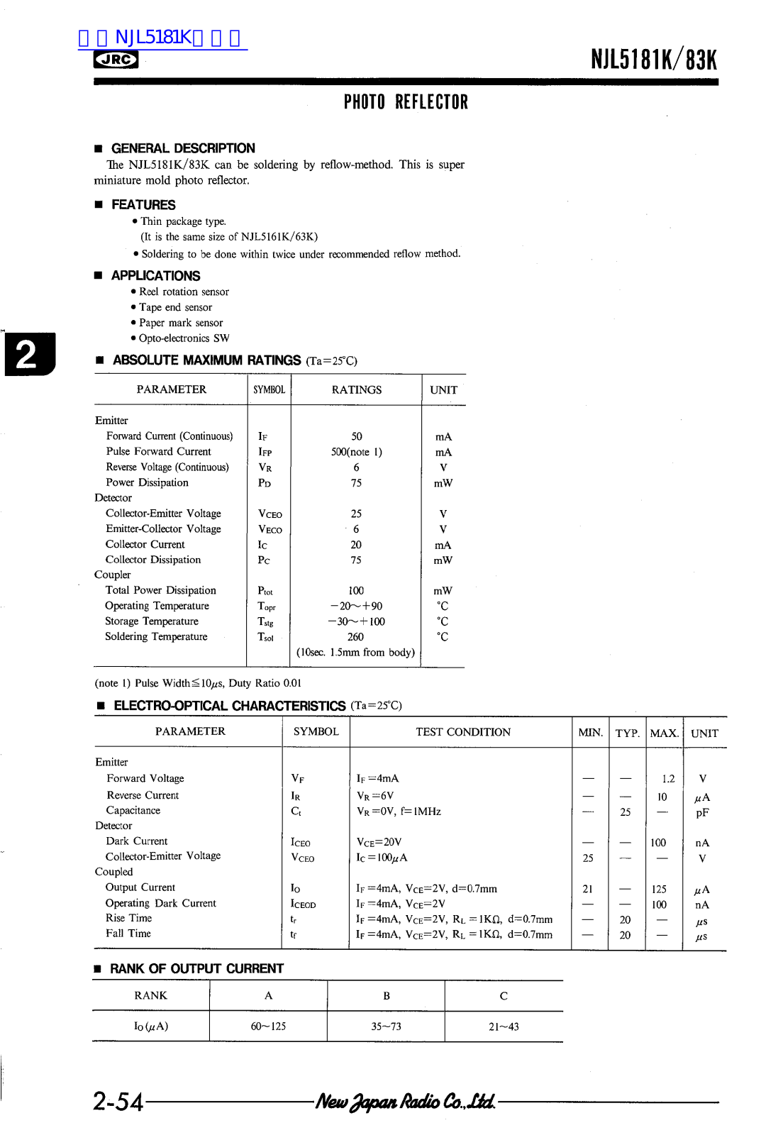 JRC NJL5181K, NJL5183K User Manual