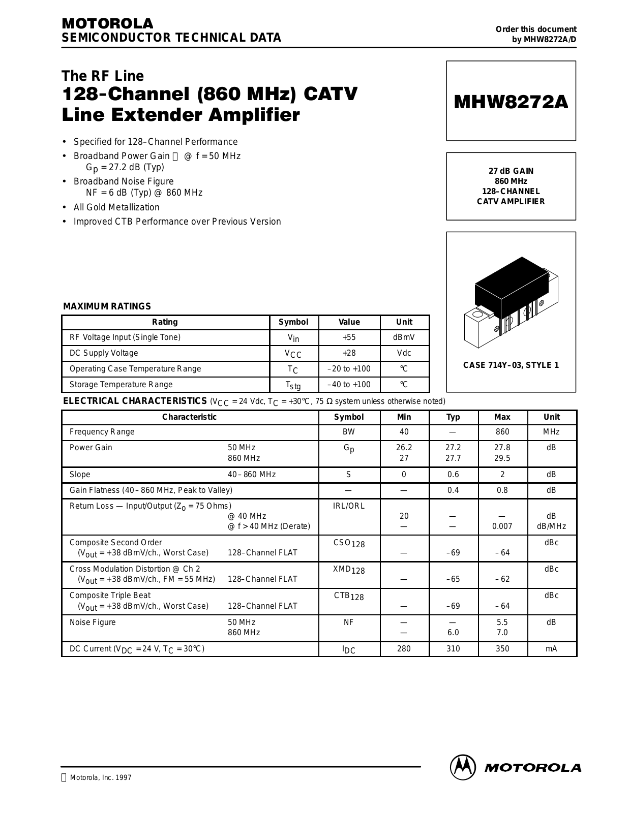 Motorola MHW8272A Datasheet