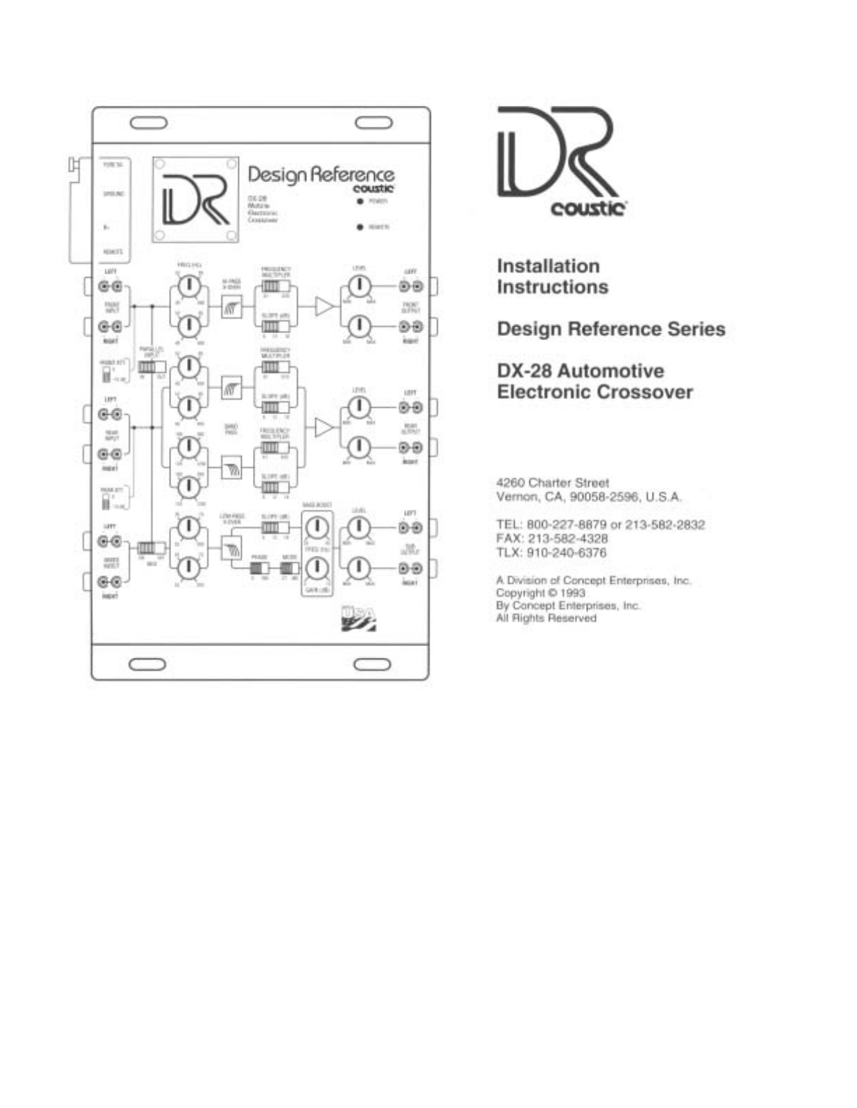 Coustic DX-28 Instruction Manual