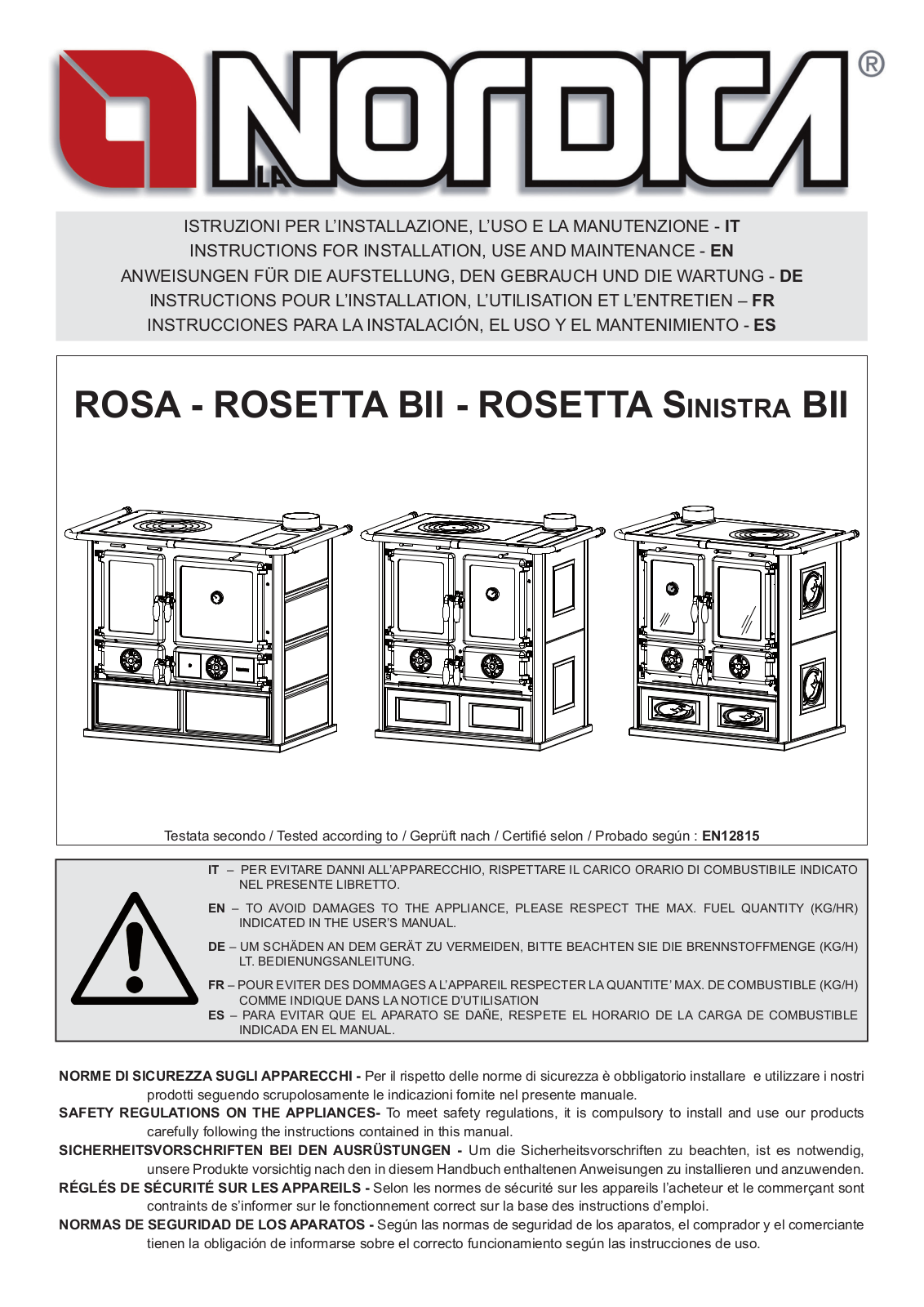 La Nordica ROSA, ROSETTA BII, ROSETTA Sinistra BII User guide