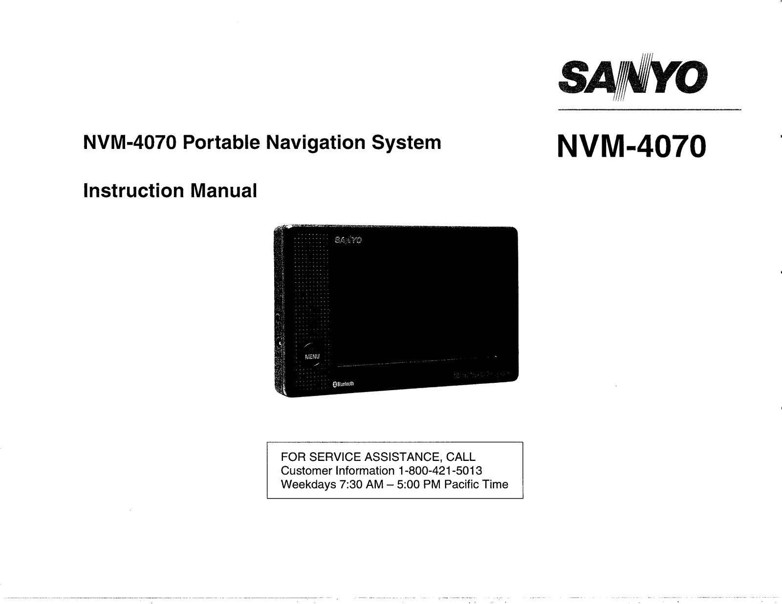 SANYO NVM4070 User Manual