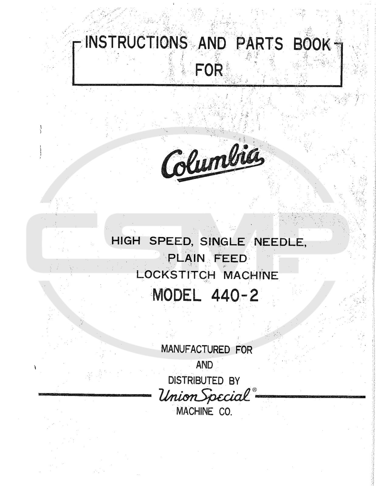 Union Special 440-2 Parts Book