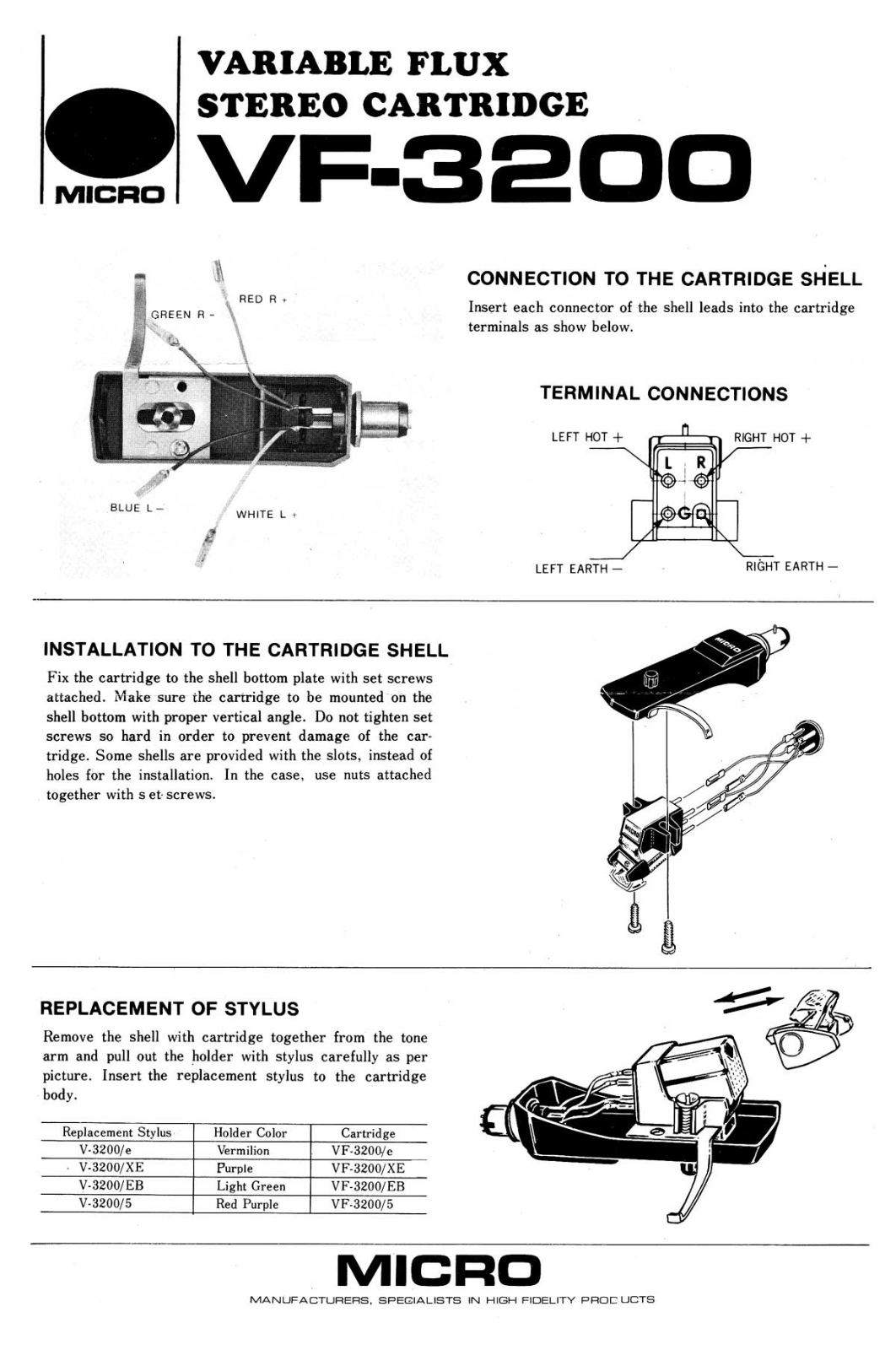 Micro Seiki VF-3200 Owners manual