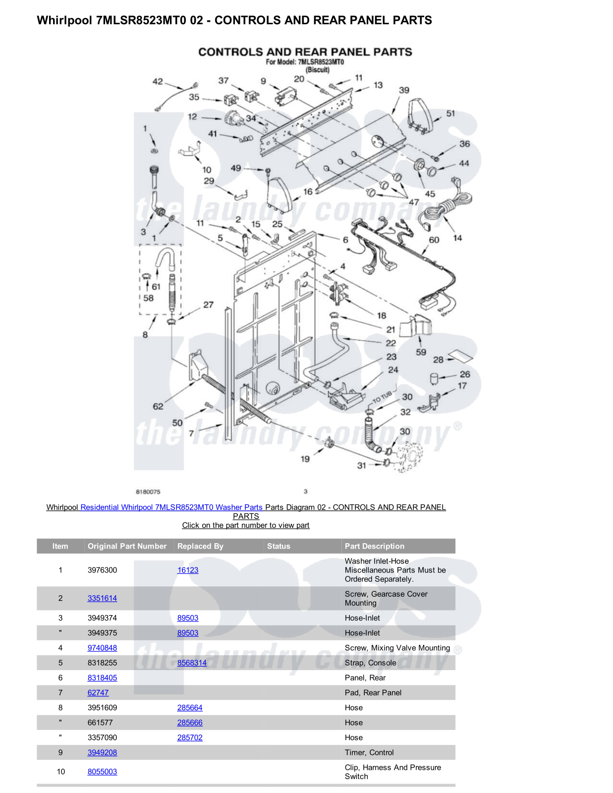 Whirlpool 7MLSR8523MT0 Parts Diagram