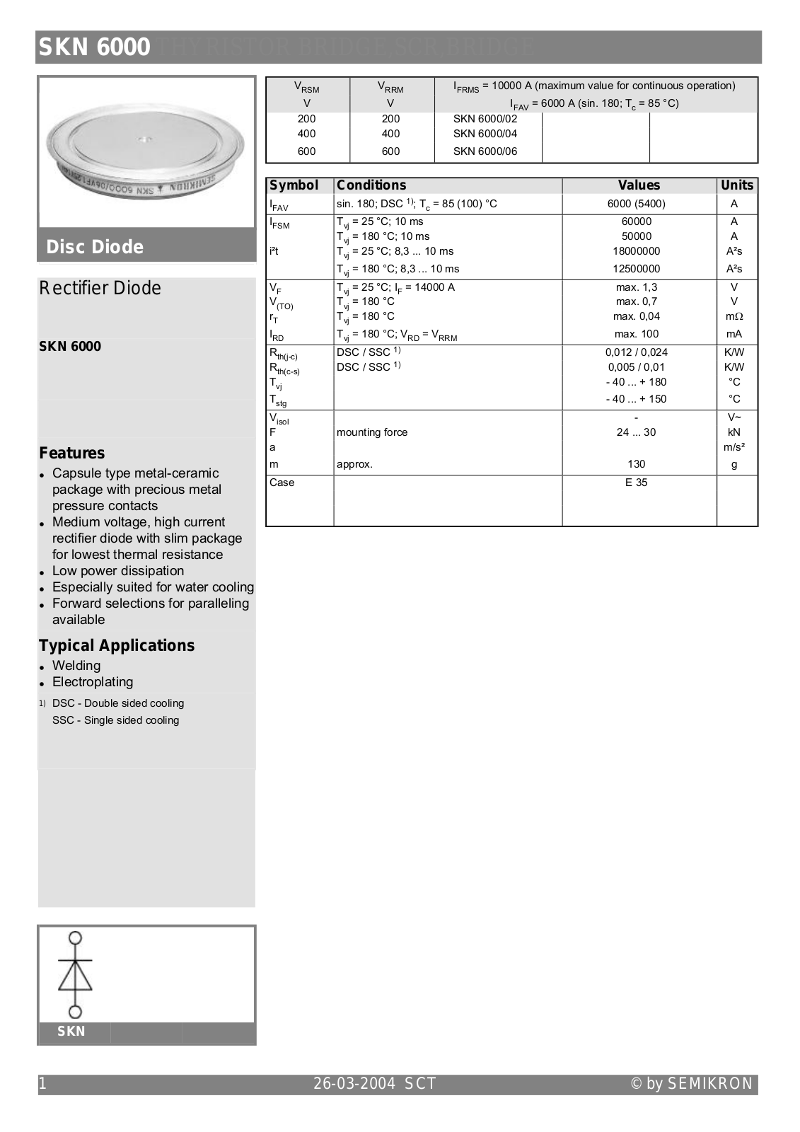 Semikron SKN6000 Data Sheet