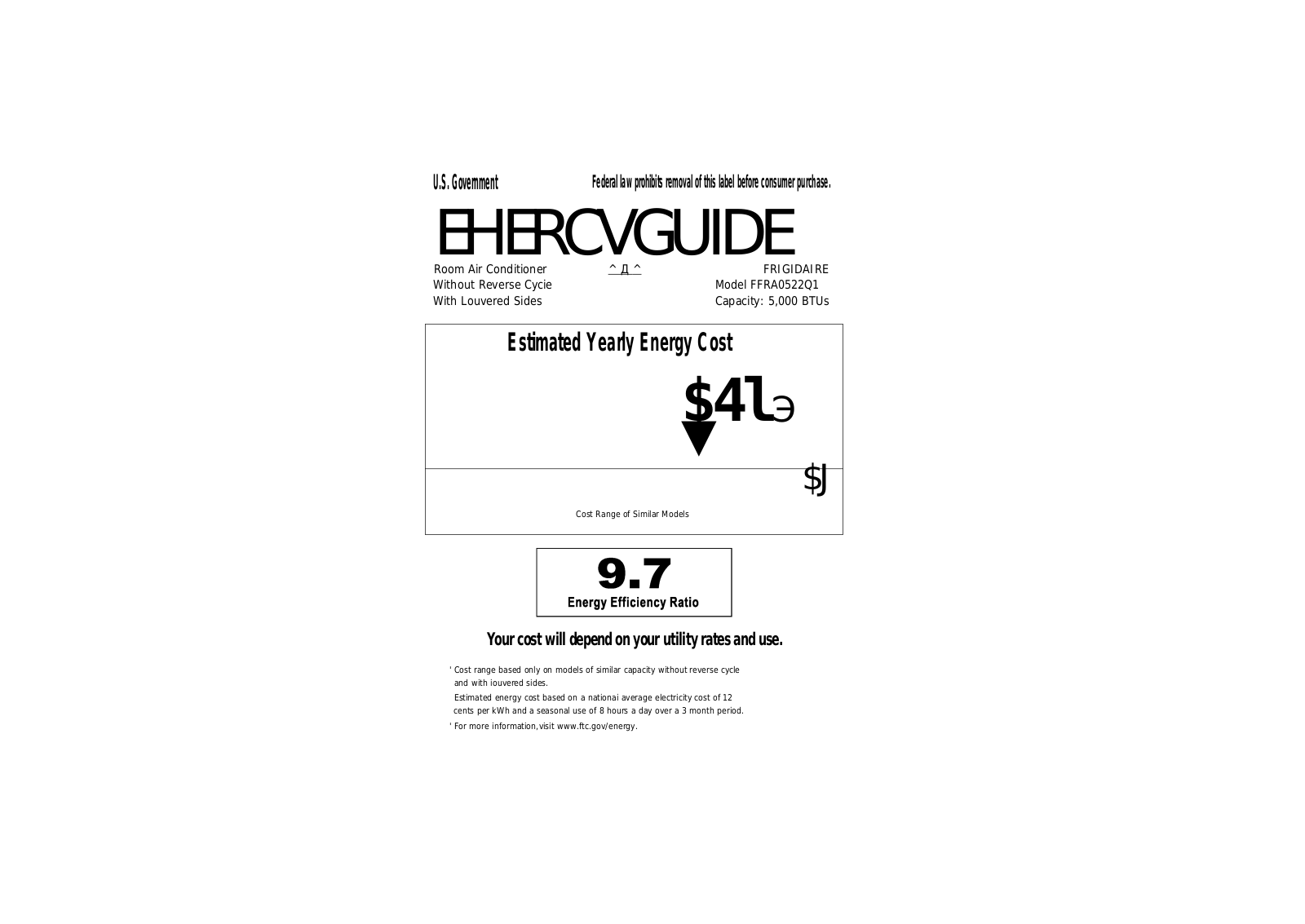 FRIGIDAIRE FFRA0522Q1 User Manual