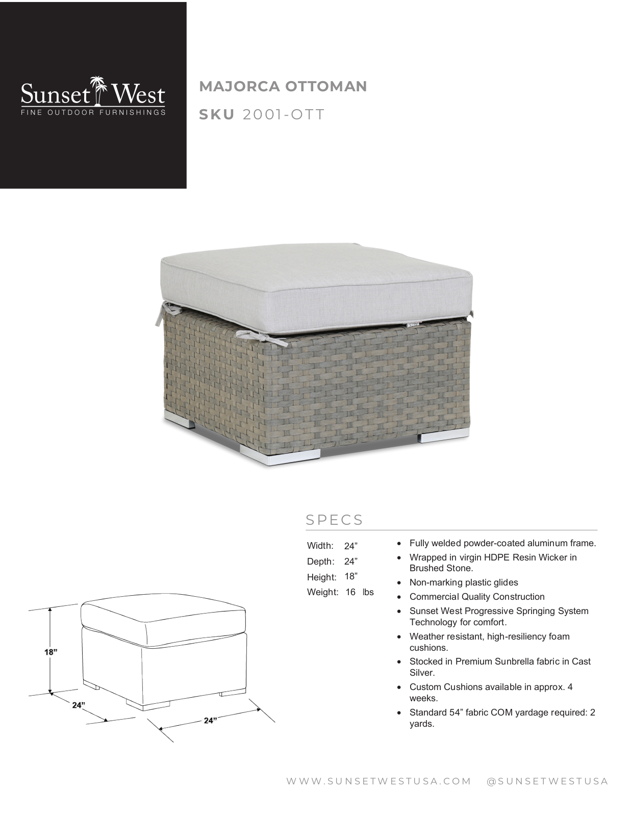 Sunset West XSW10018 Specifications - ManualMachine.com