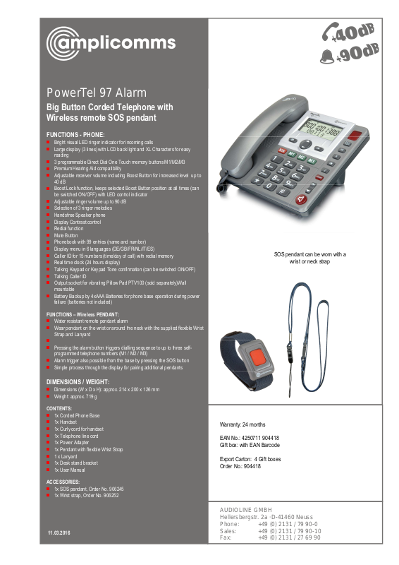 Amplicomms Powertel 97 User Manual