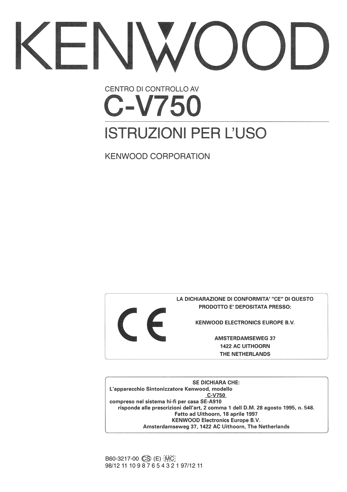 Kenwood C-V750 User Manual