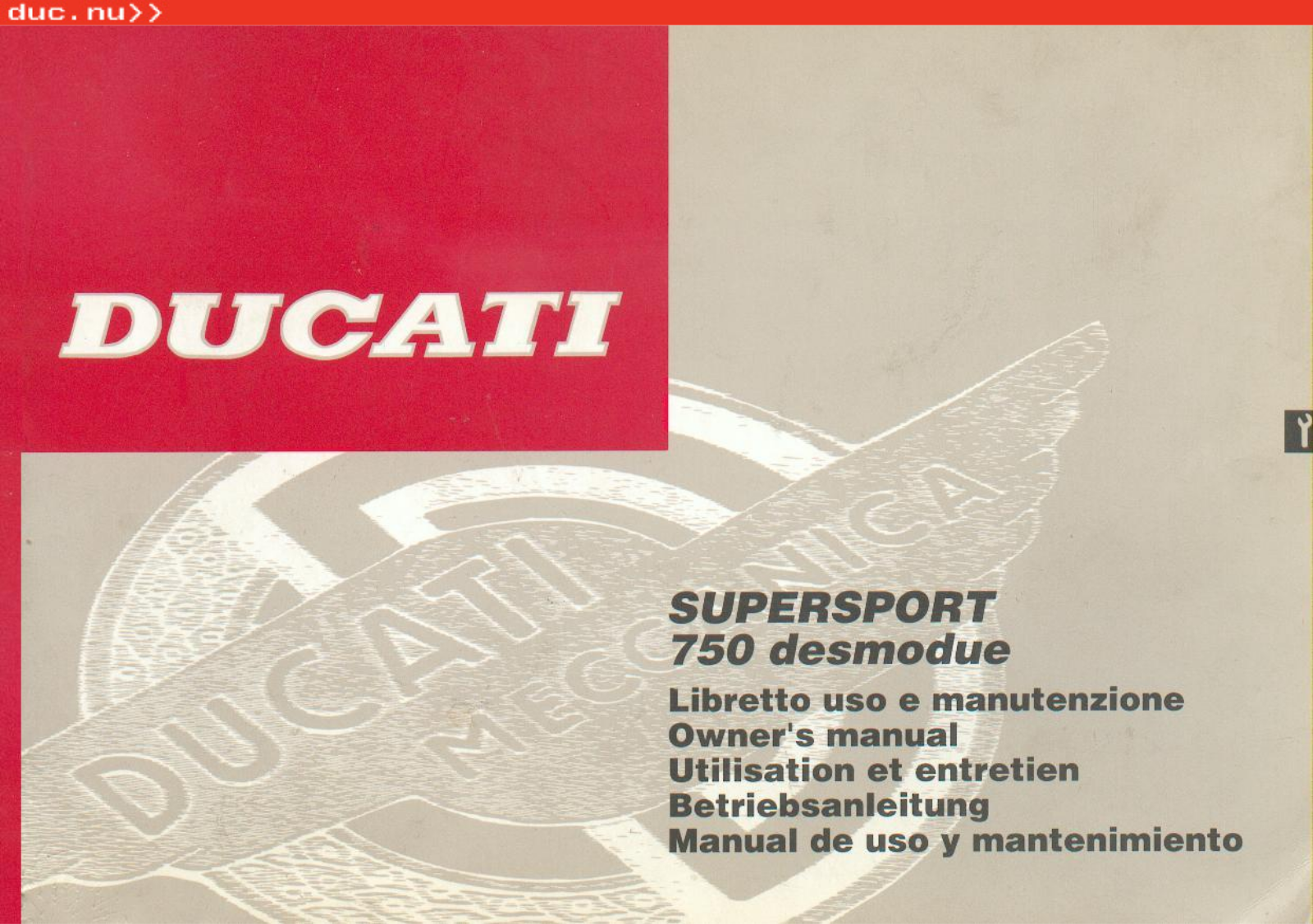 Ducati Supersport 750 desmodue Owner's Manual