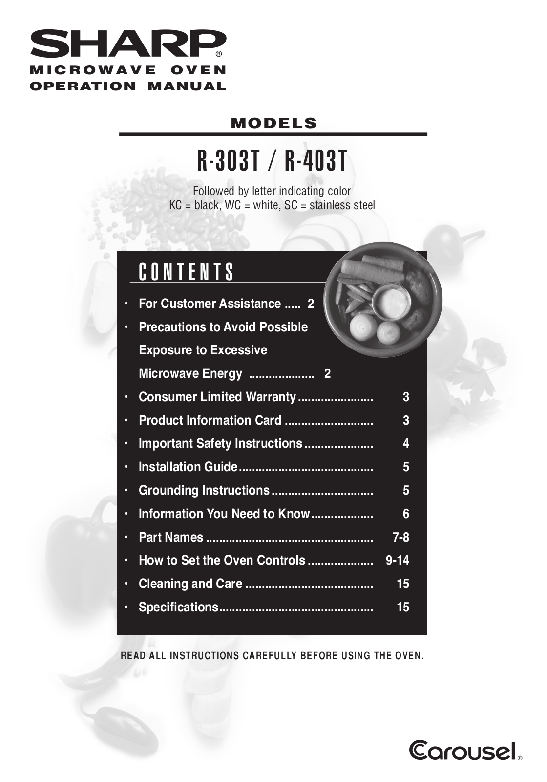 Sharp R-303T, R-403T User Manual