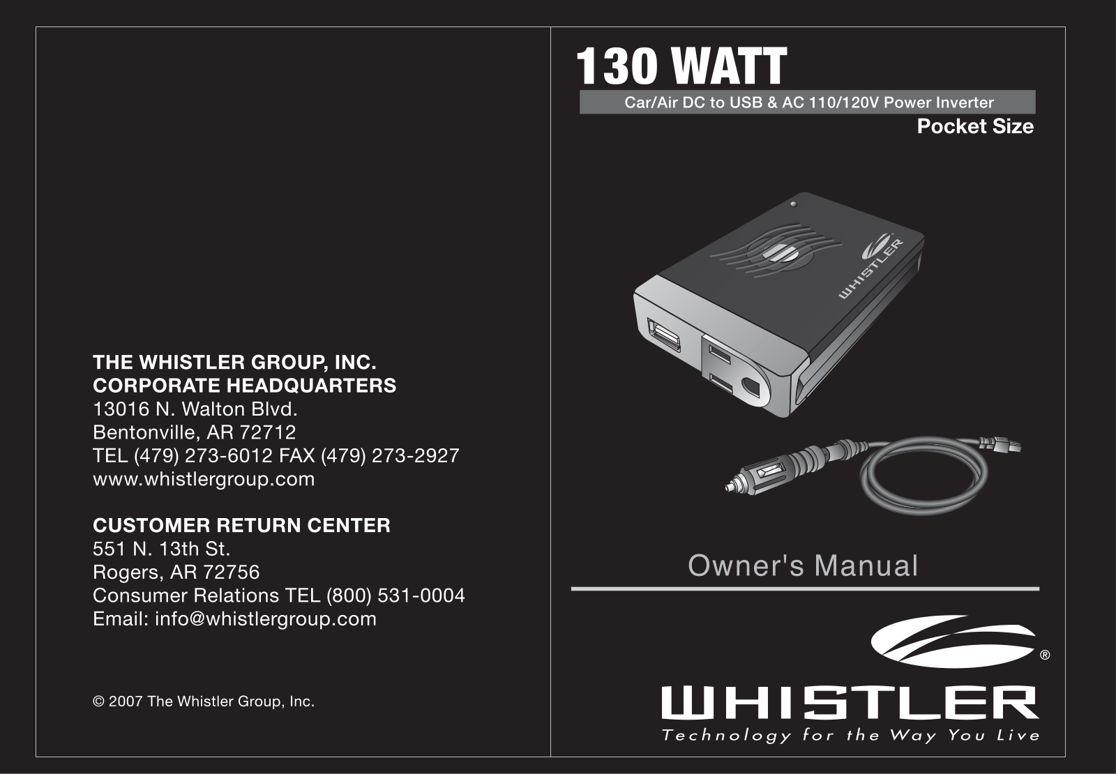 Whistler PI130W User Manual