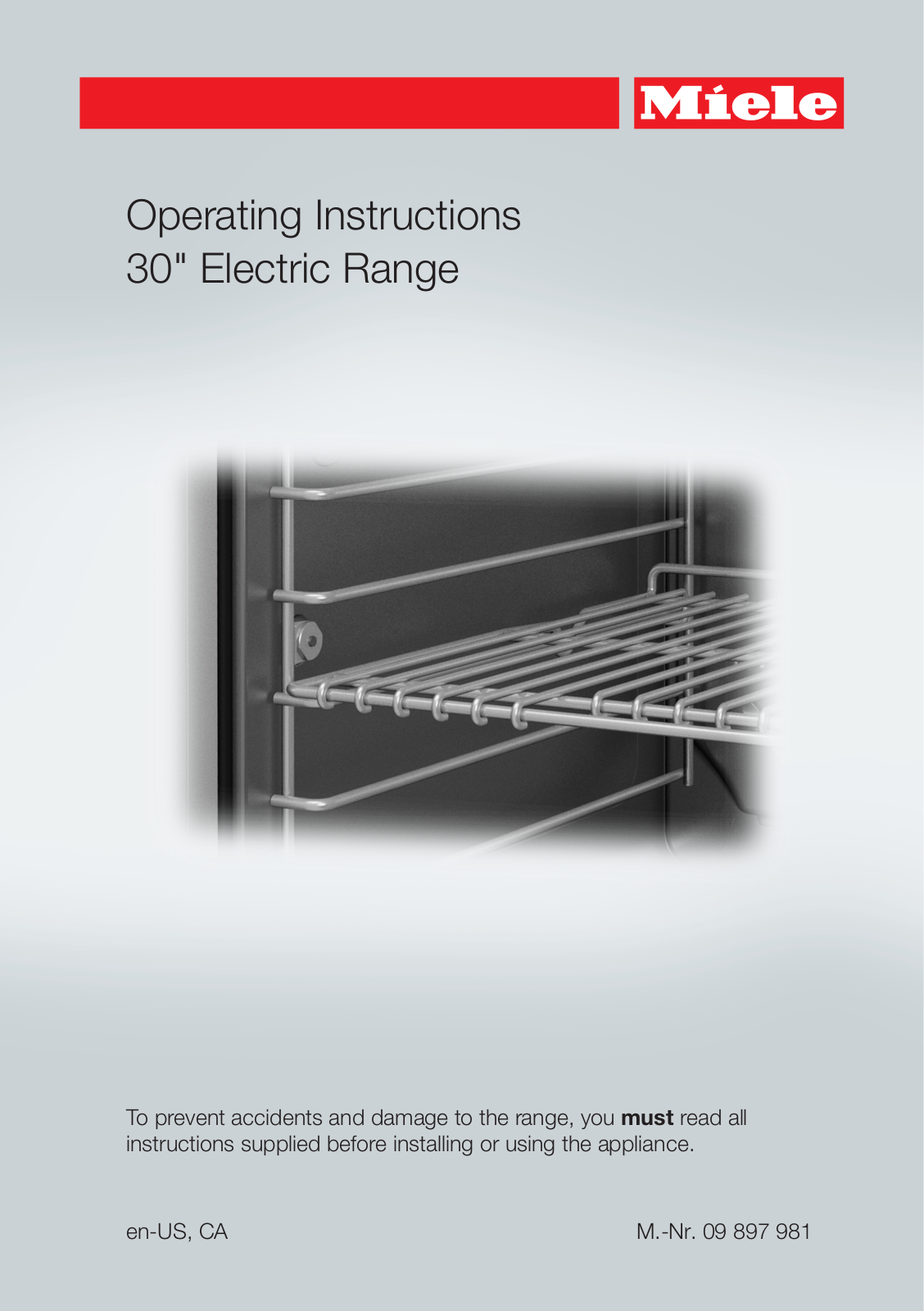 Miele 30 Electric Range User Manual