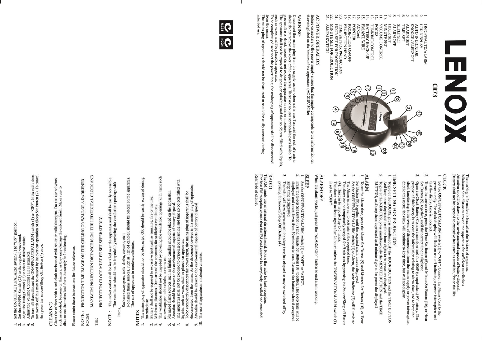 Lenoxx CR73 User Manual