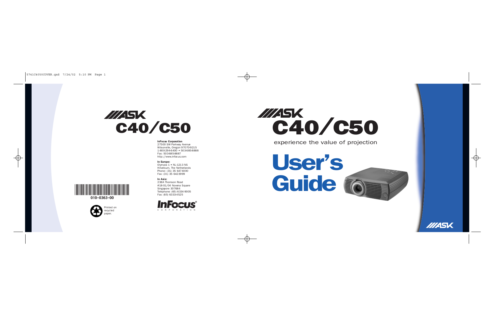 Ask Proxima C50, C40 User Manual