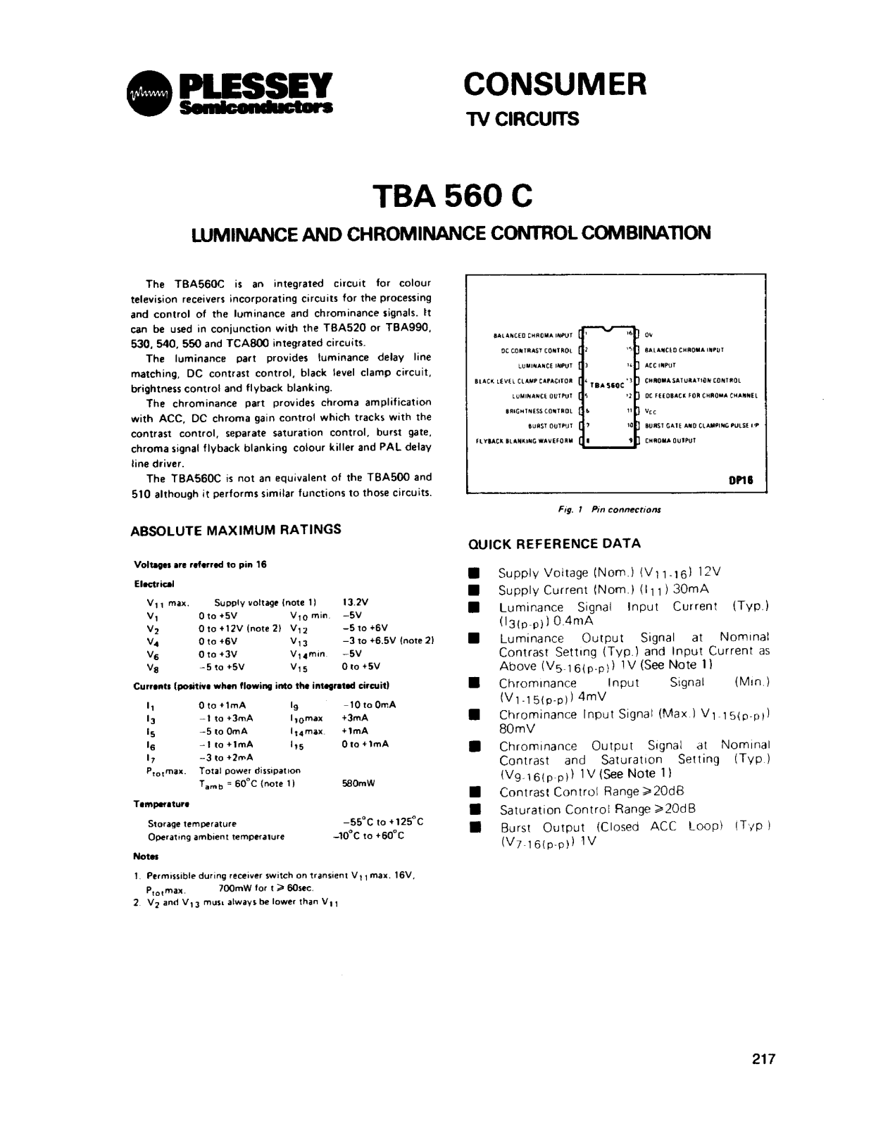 Datasheet TBA560 Specification - ManualMachine.com