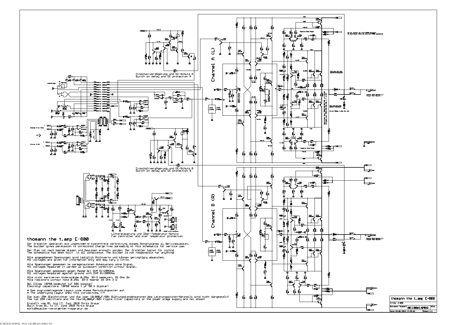 thomann E-800 Schematic