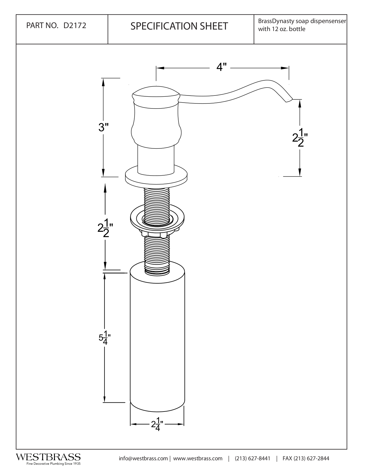 Westbrass WTB1195 Specifications & Dimensions - ManualMachine.com