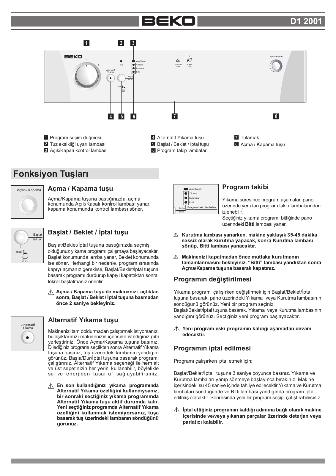 Beko D1 2001 User Manual