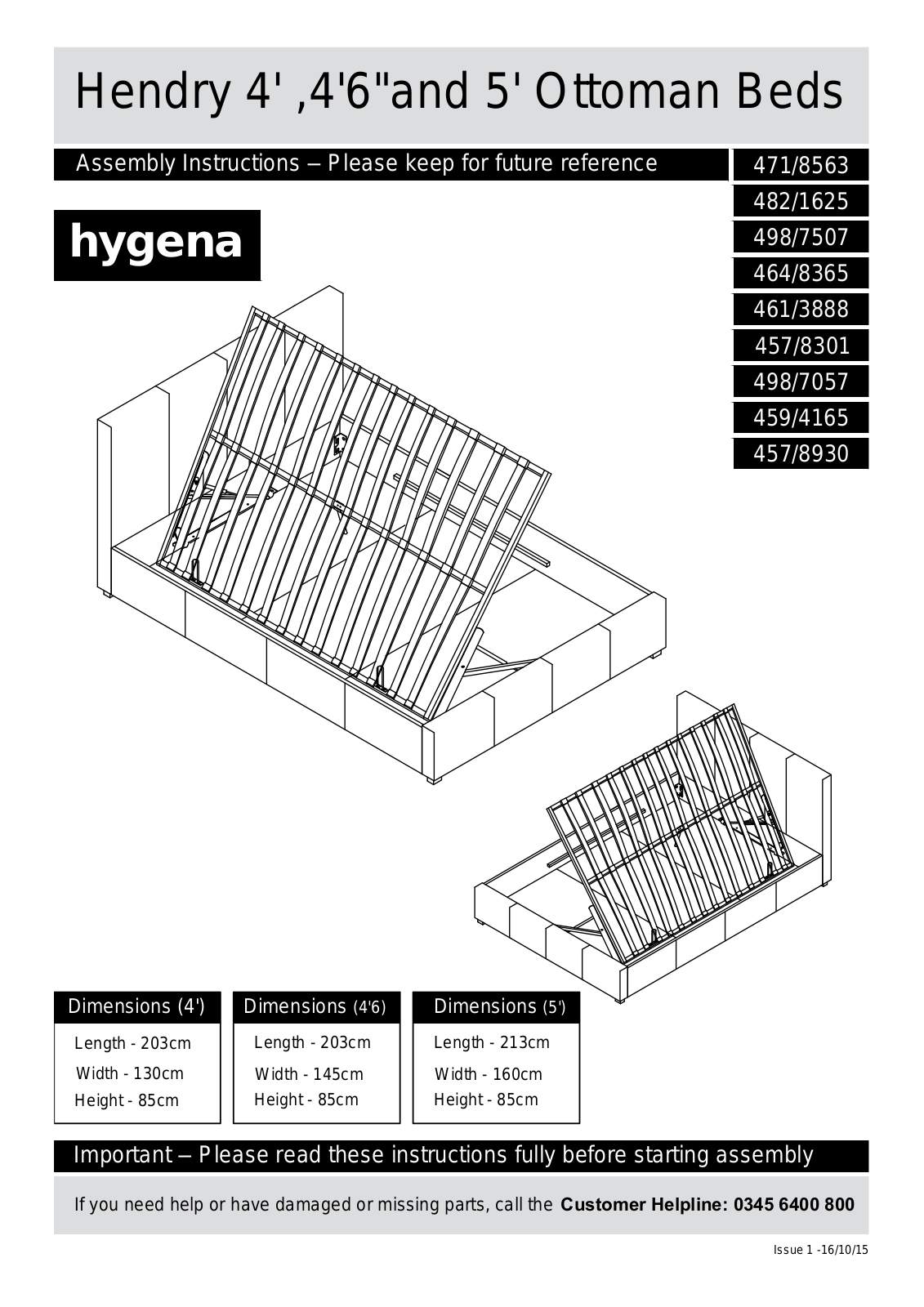 Hygena 4578301, 4578930, 4594165, 4613888, 4648365 Instruction manual