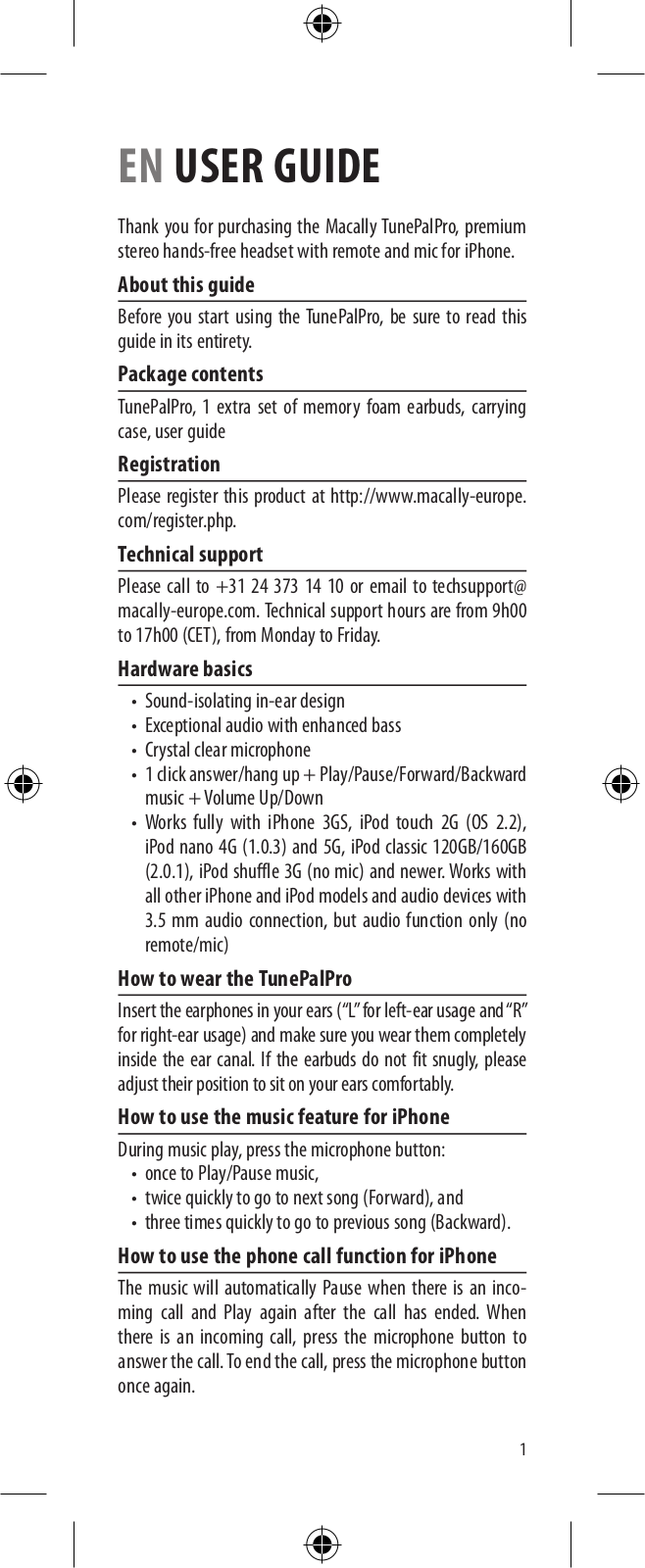 MACALLY TUNEPALPRO User Manual