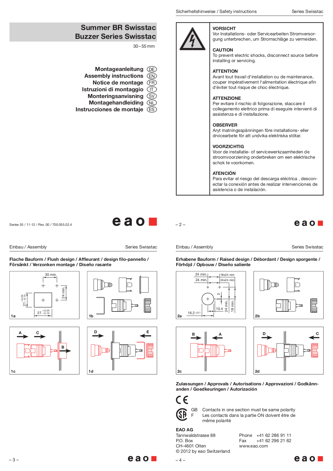 EAO Buzzer User Manual