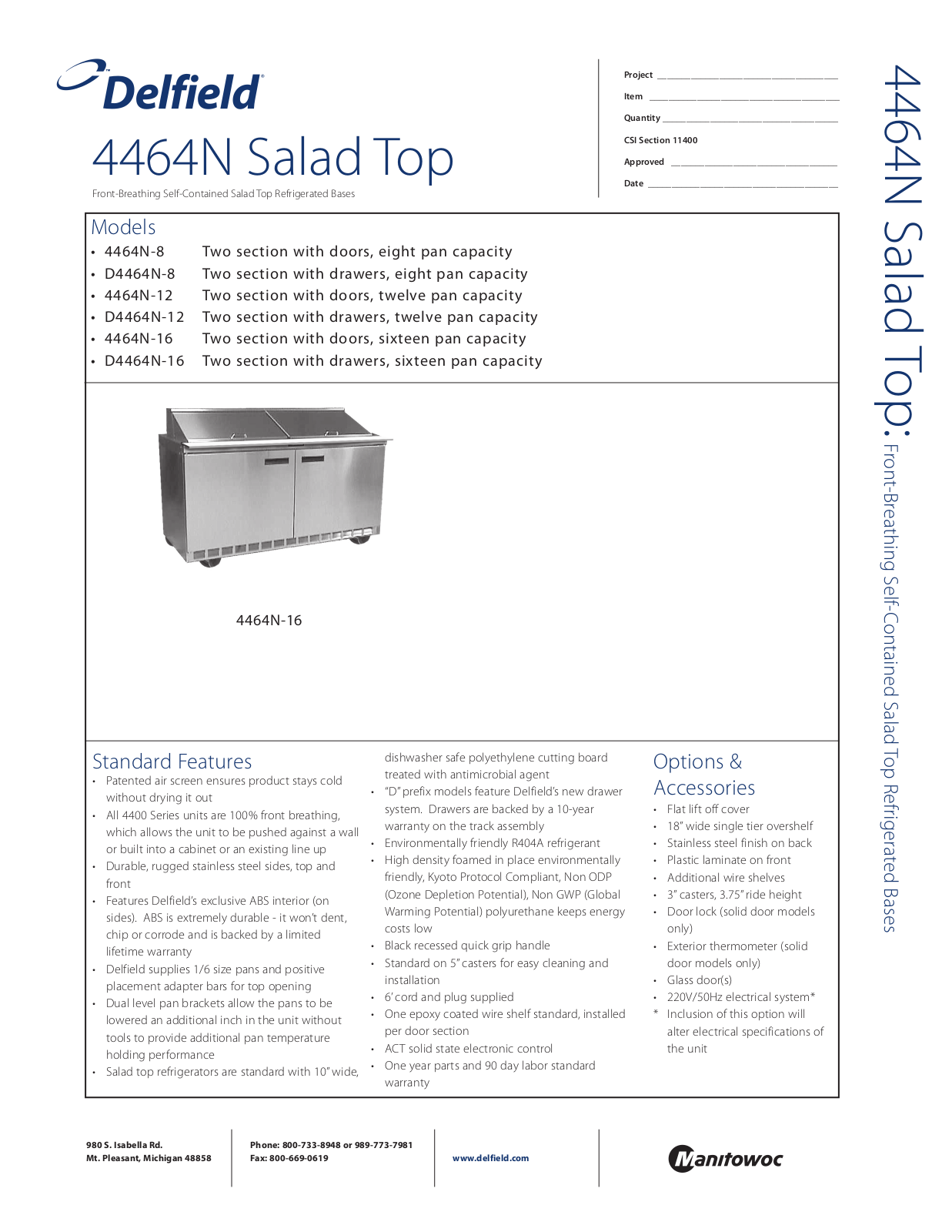 Delfield 4464N-12 User Manual