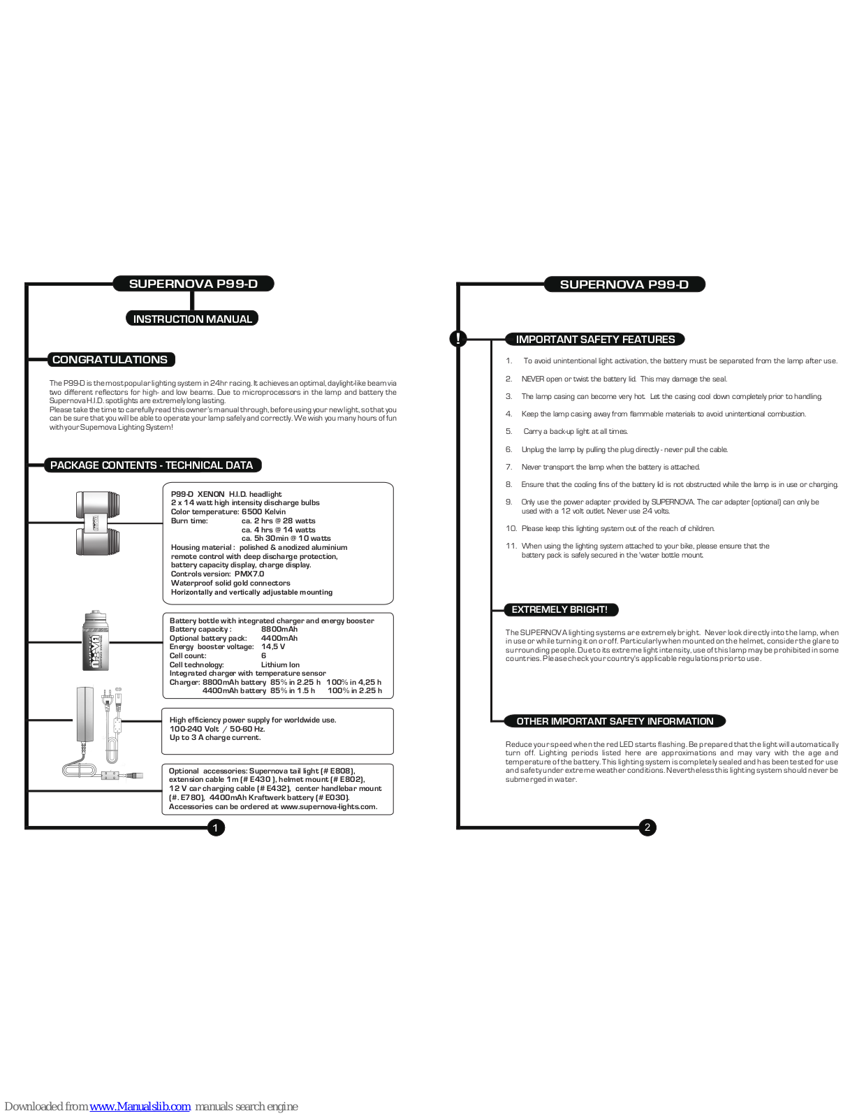 SUPERNOVA P99-D Instruction Manual