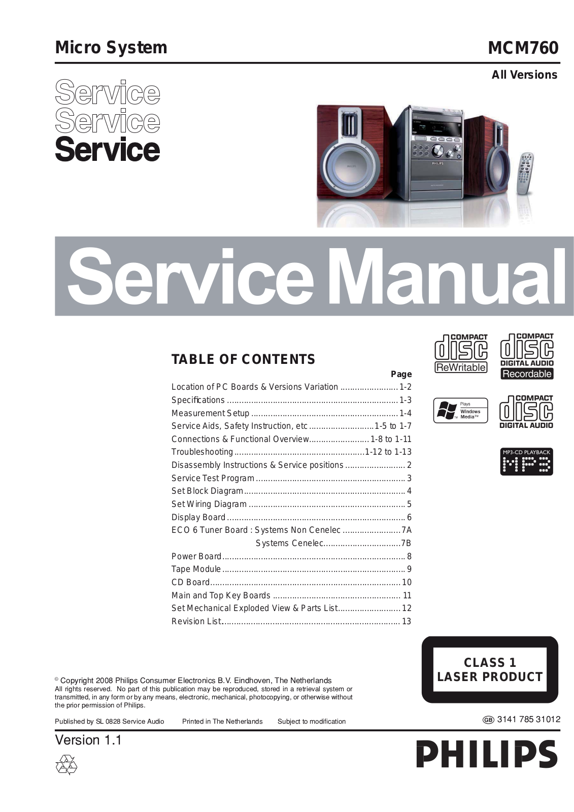 Philips MCM-760 Service Manual