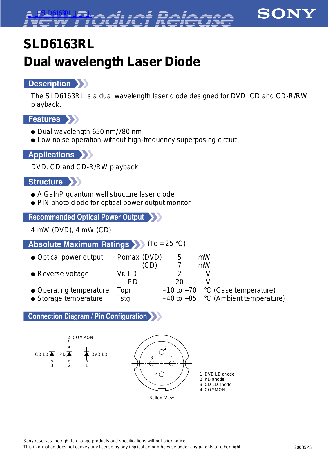 Datasheet SLD6163RL Datasheet (SONY) - ManualMachine.com