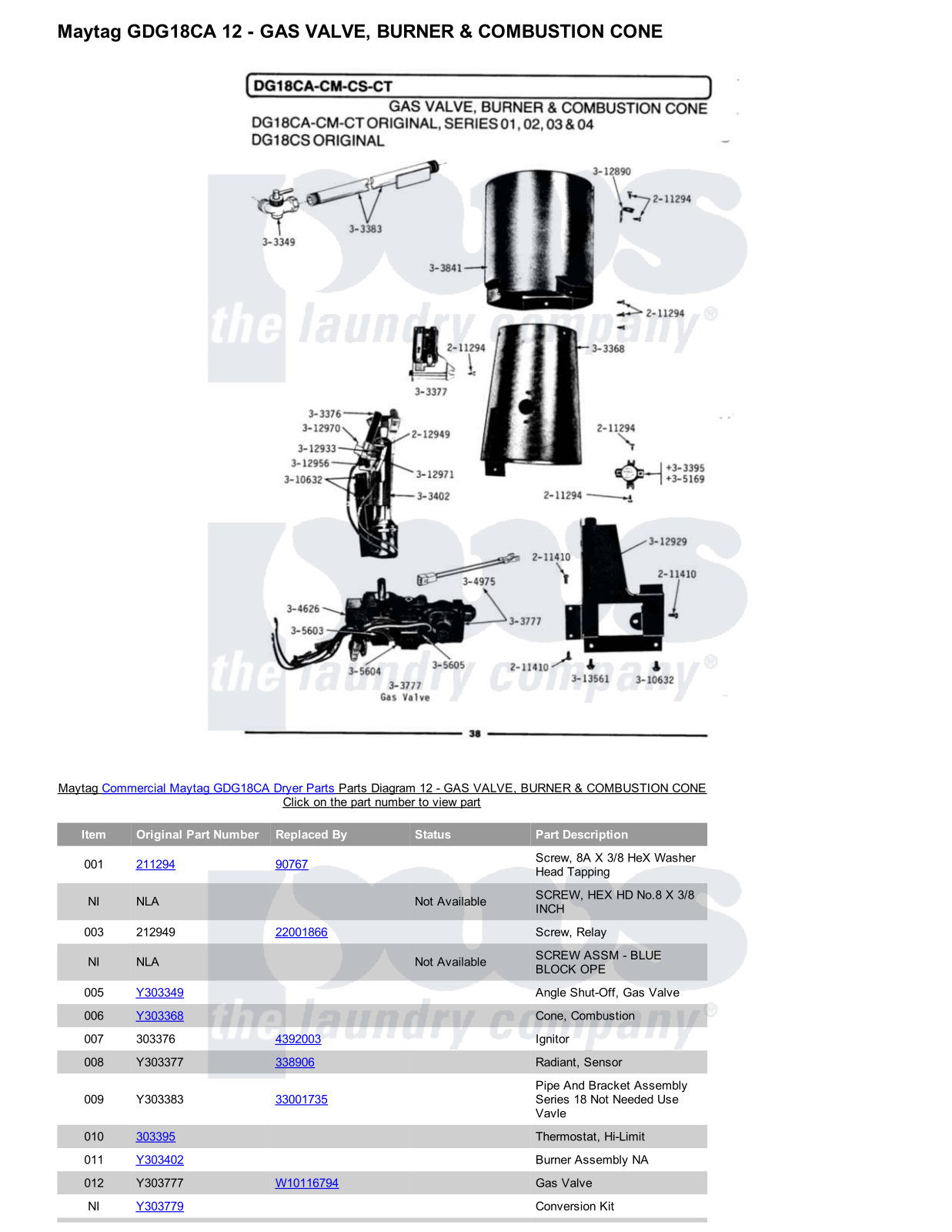 Maytag GDG18CA Parts Diagram