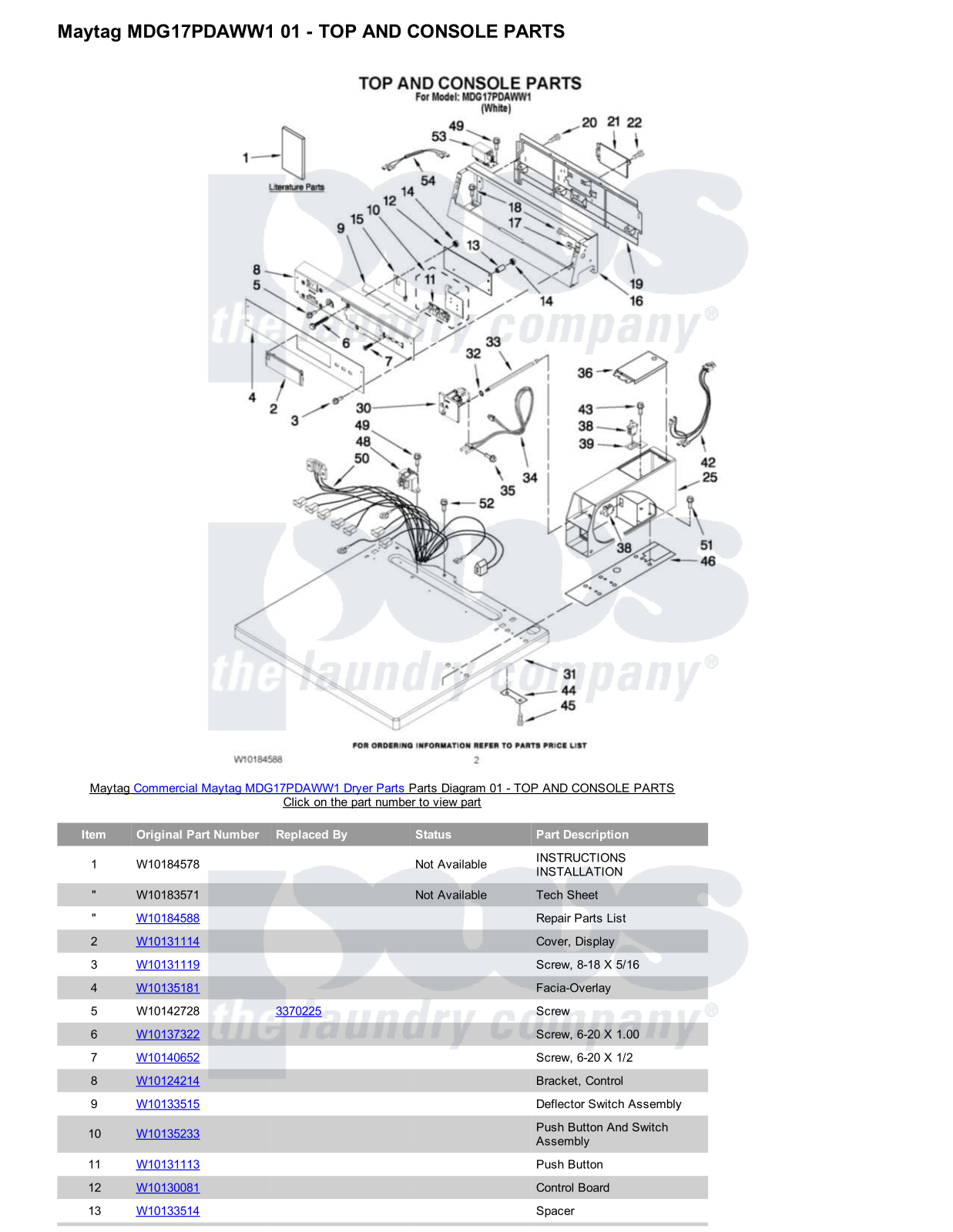 Maytag MDG17PDAWW1 Parts Diagram