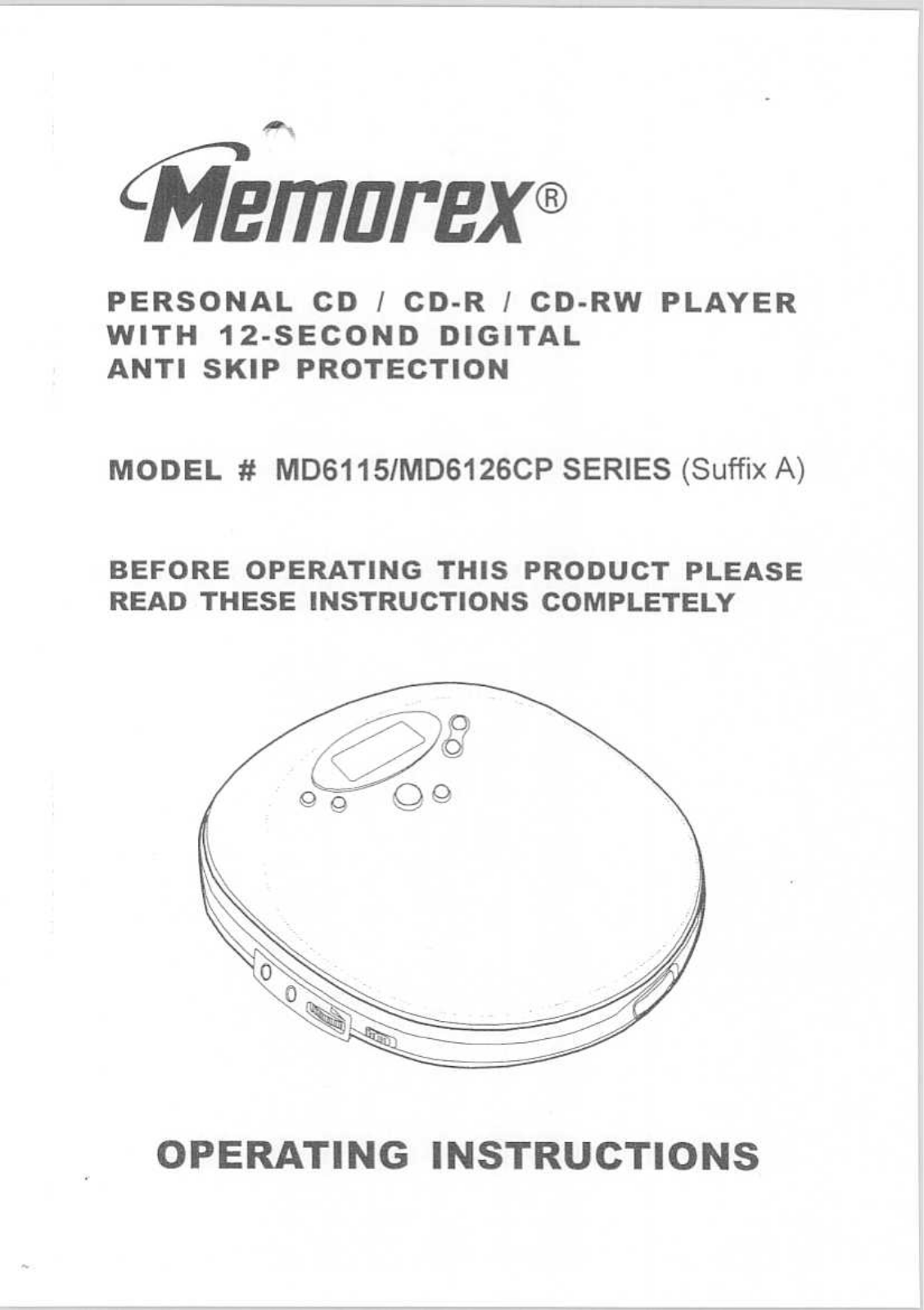 Memorex MD6126CP, MD6115 User Manual