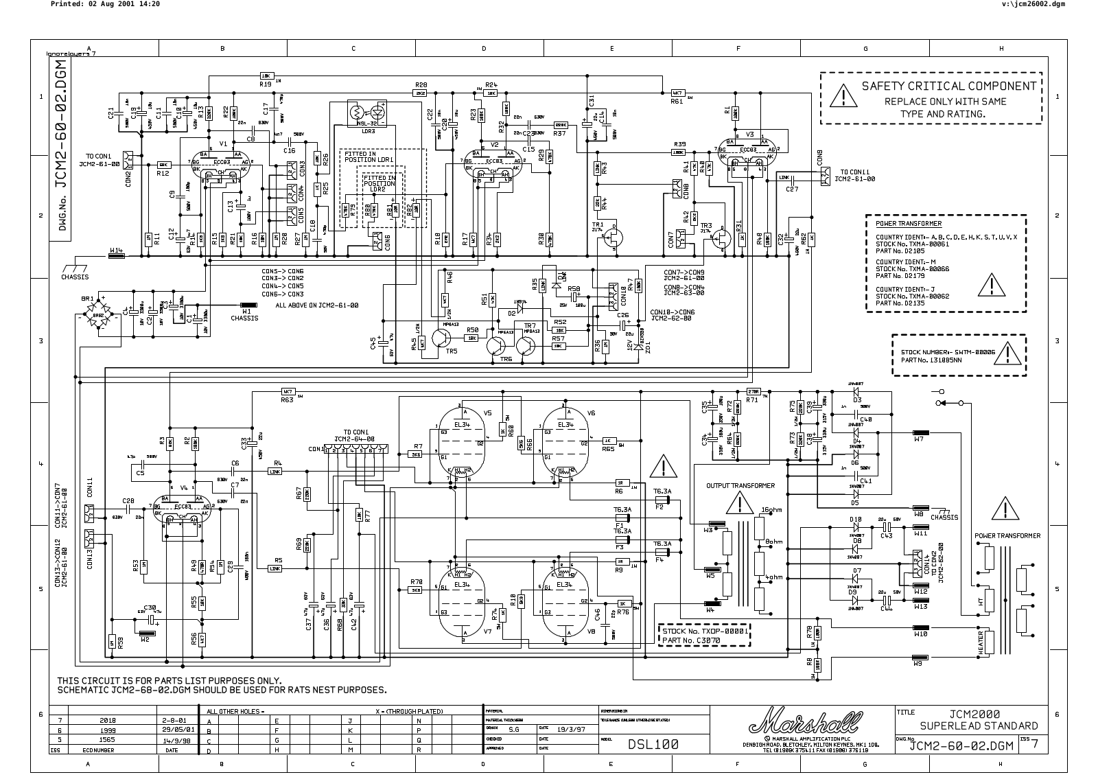 Marshall DLS10-JCM2-60-02 Schematic