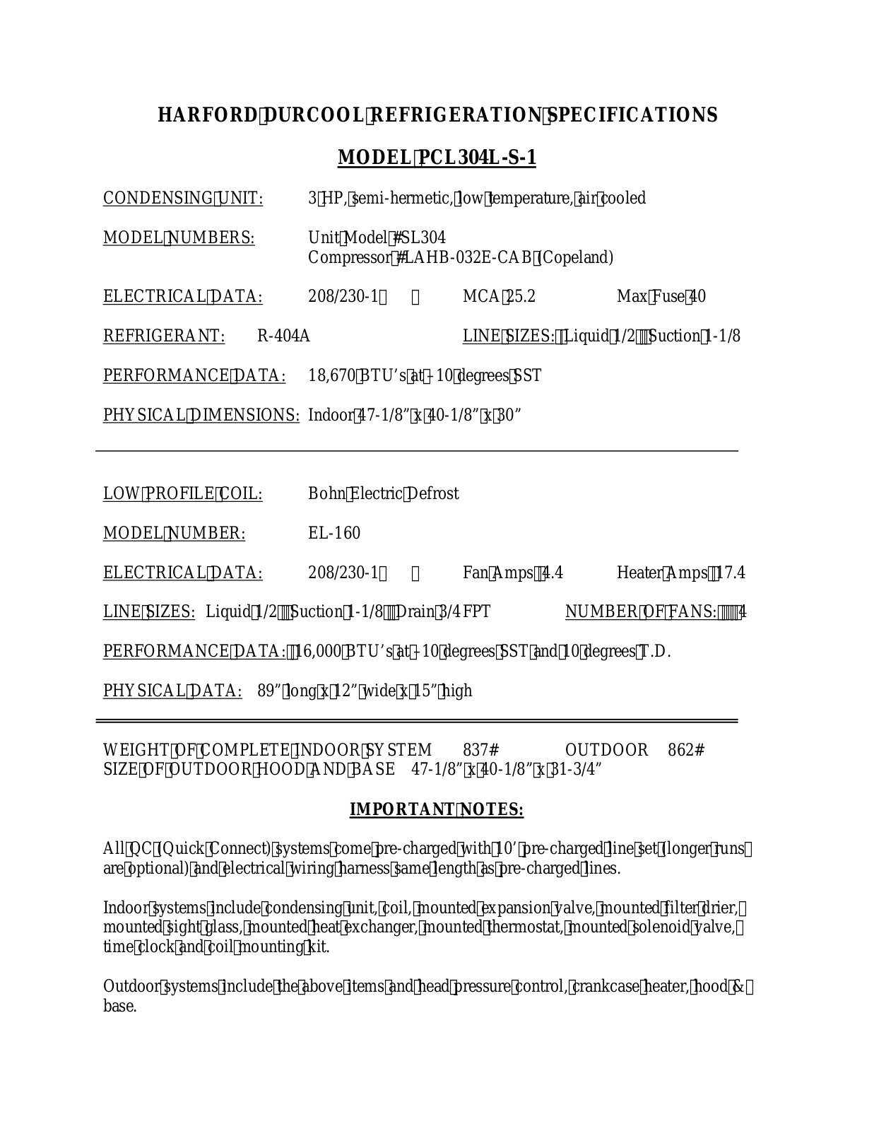 Harford EL-160 User Manual