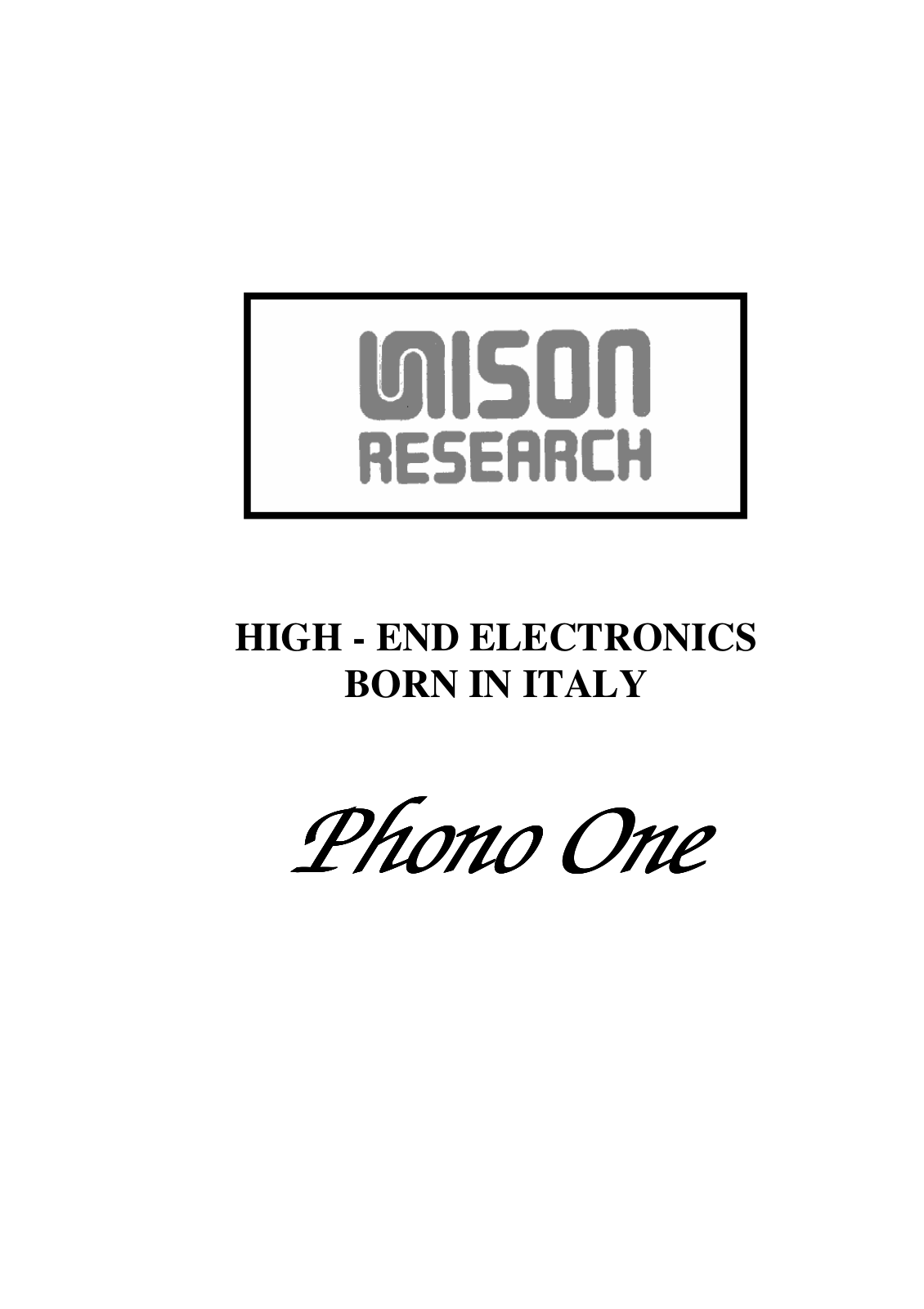 Unison Research Phono One User Manual