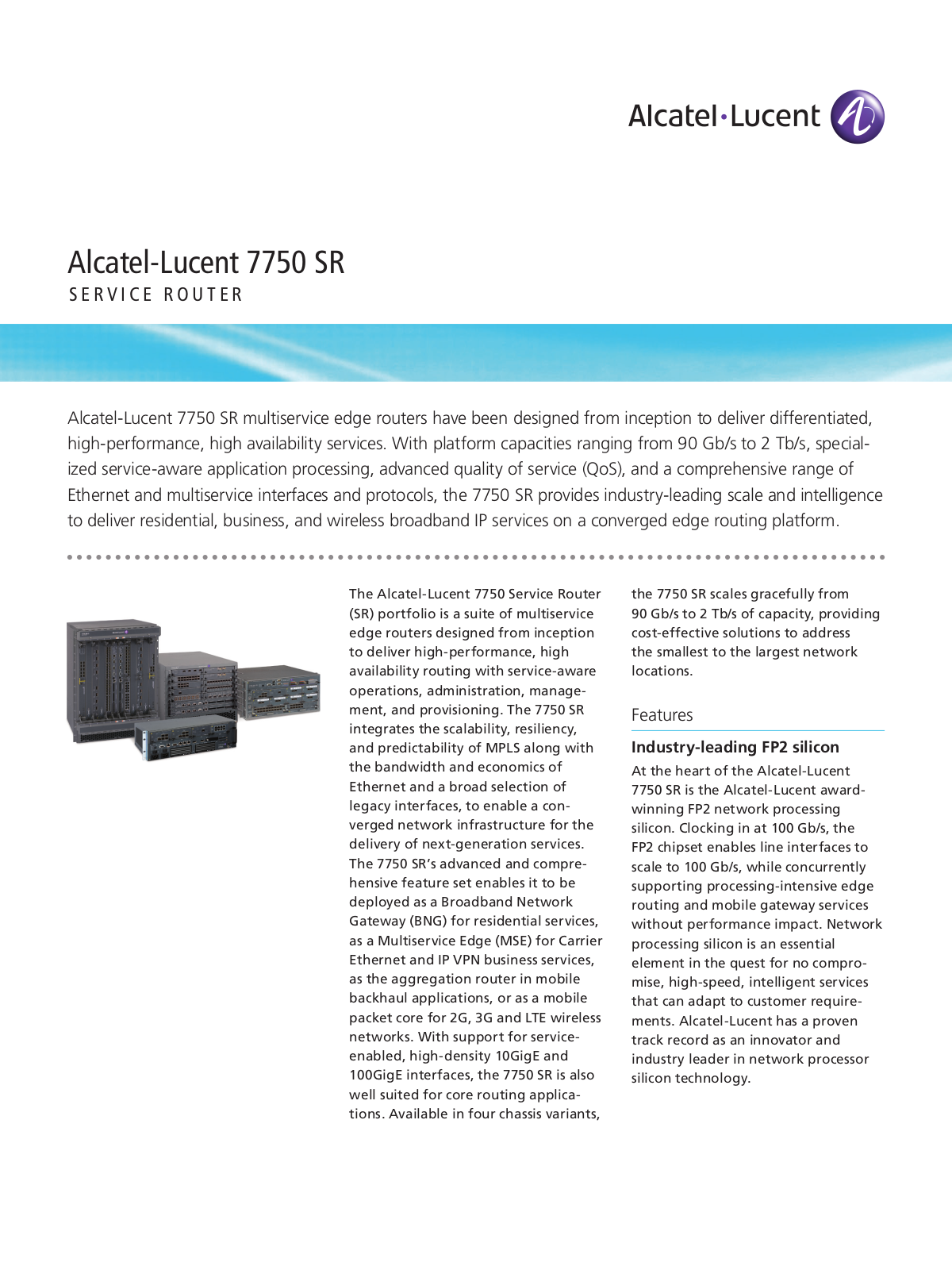 Alcatel-lucent 7750 SR DATASHEET