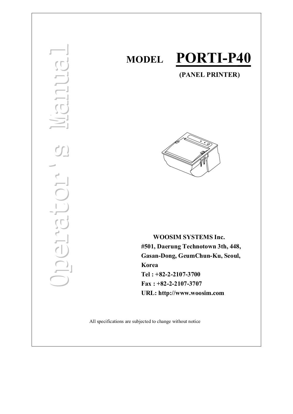 Woosim systems PORTI-P40 User Manual